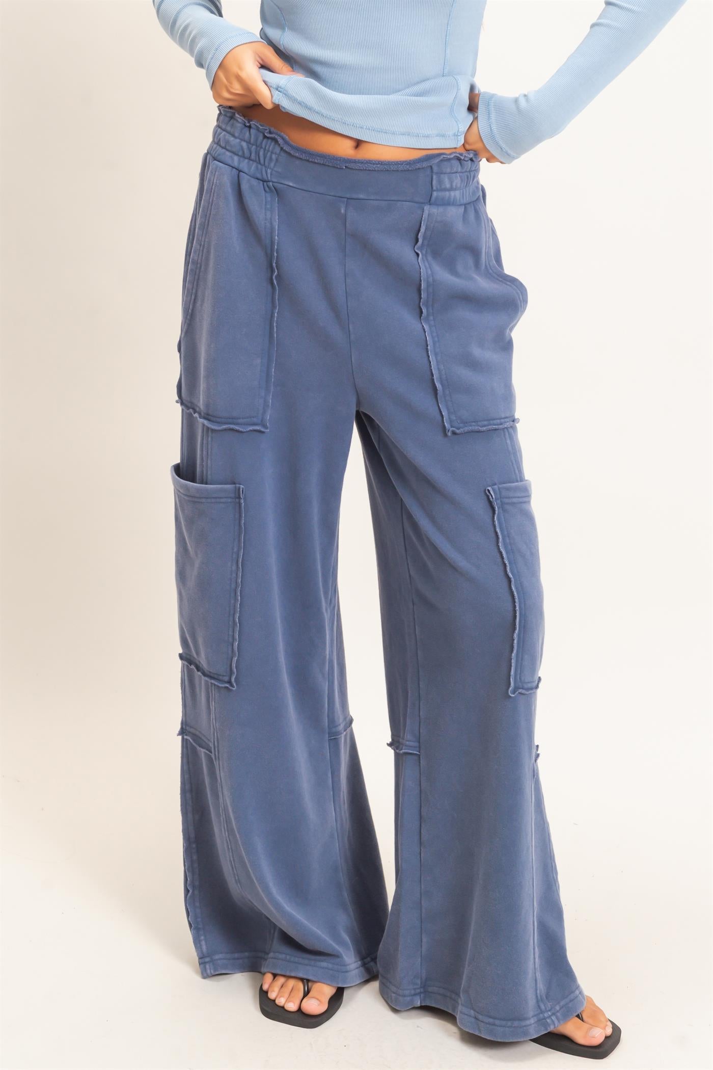 Wholesale Mineral Wash Cargo Pocket Pants Pants DZ26C963 NAVY DOUBLE ZERO