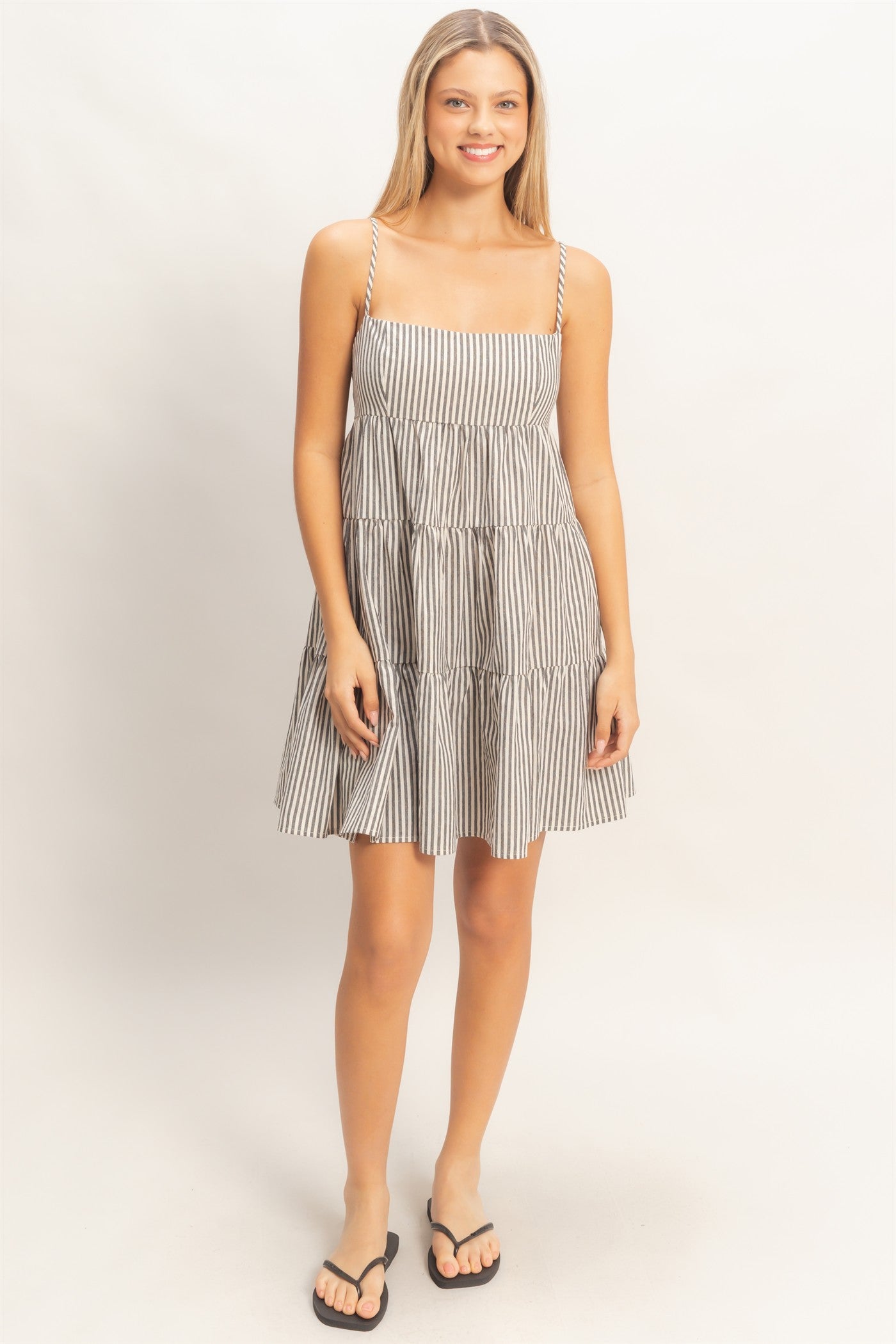 Wholesale Striped Sleeveless A-Line Dress Dresses HF26A247 BLACK HYFVE