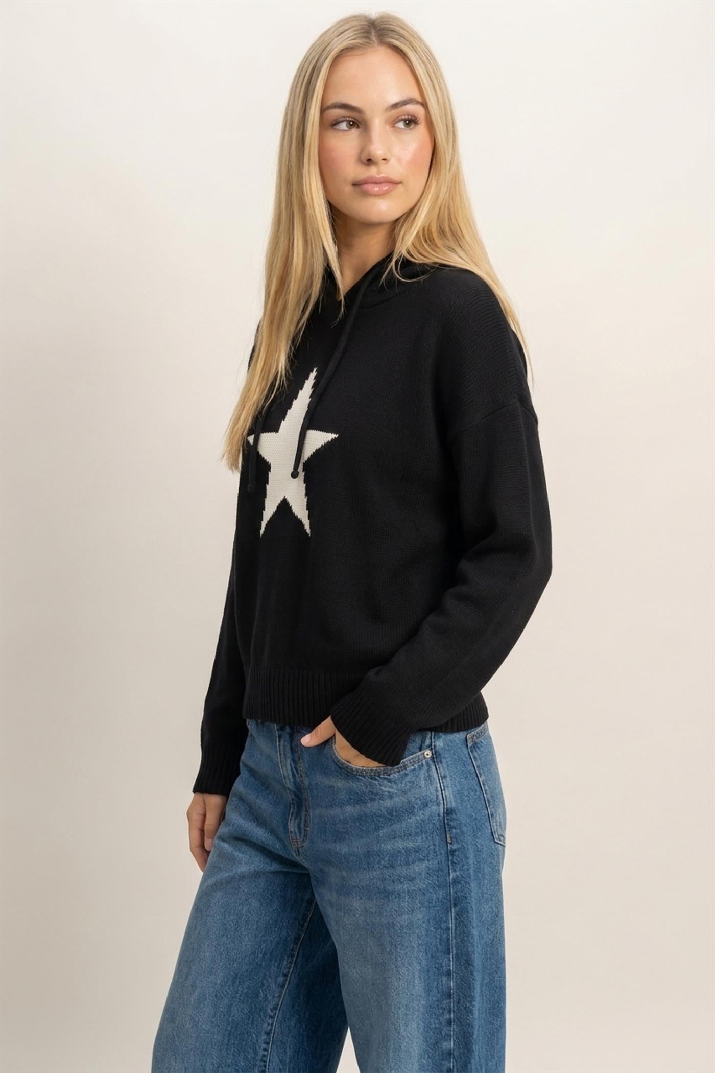Wholesale Star Hooded Sweater Hoodies DZ26E811 BLACK DOUBLE ZERO