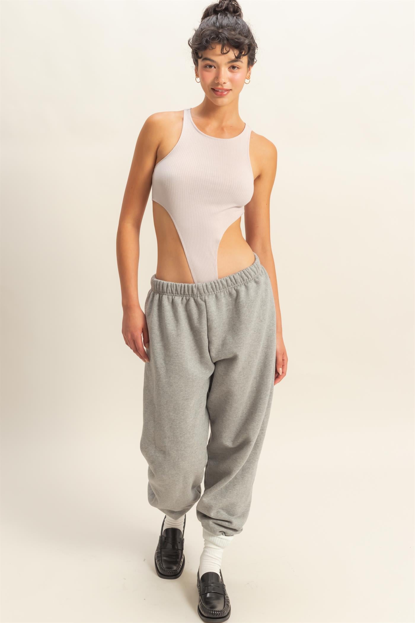 Wholesale High Cut Bodysuit Clothing Tops DZ22E146 PASTEL VIOLET DOUBLE ZERO