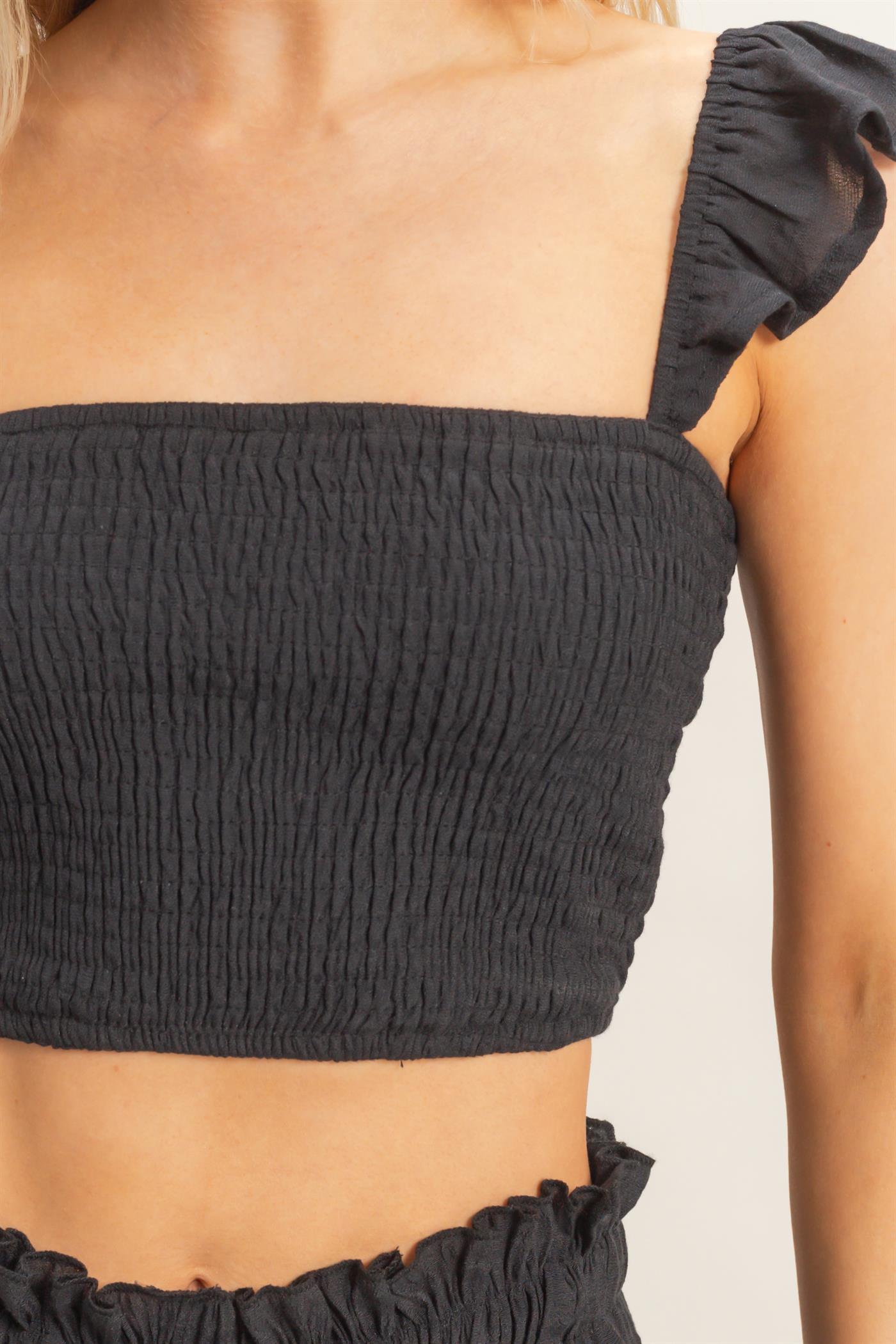 Wholesale Smocked Top & Maxi Skirt Set Clothing HF26C292-SET-D BLACK HYFVE