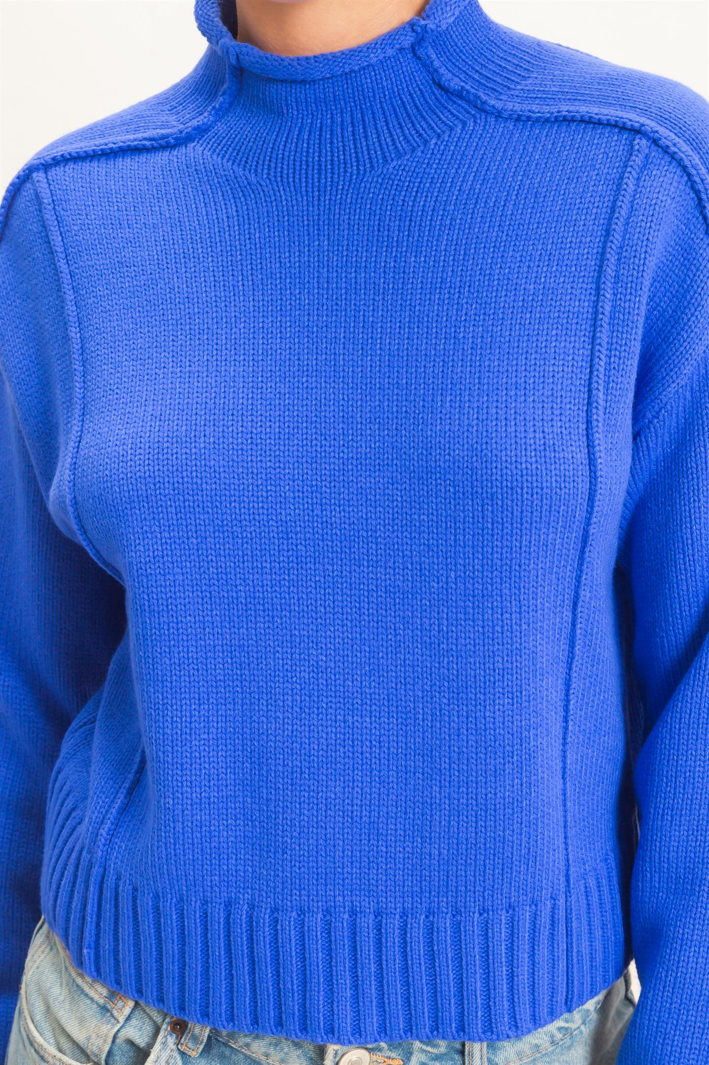 Wholesale Roll Neck Sweater With Reversed Seam Sweaters DZ26E271 COBALT DOUBLE ZERO