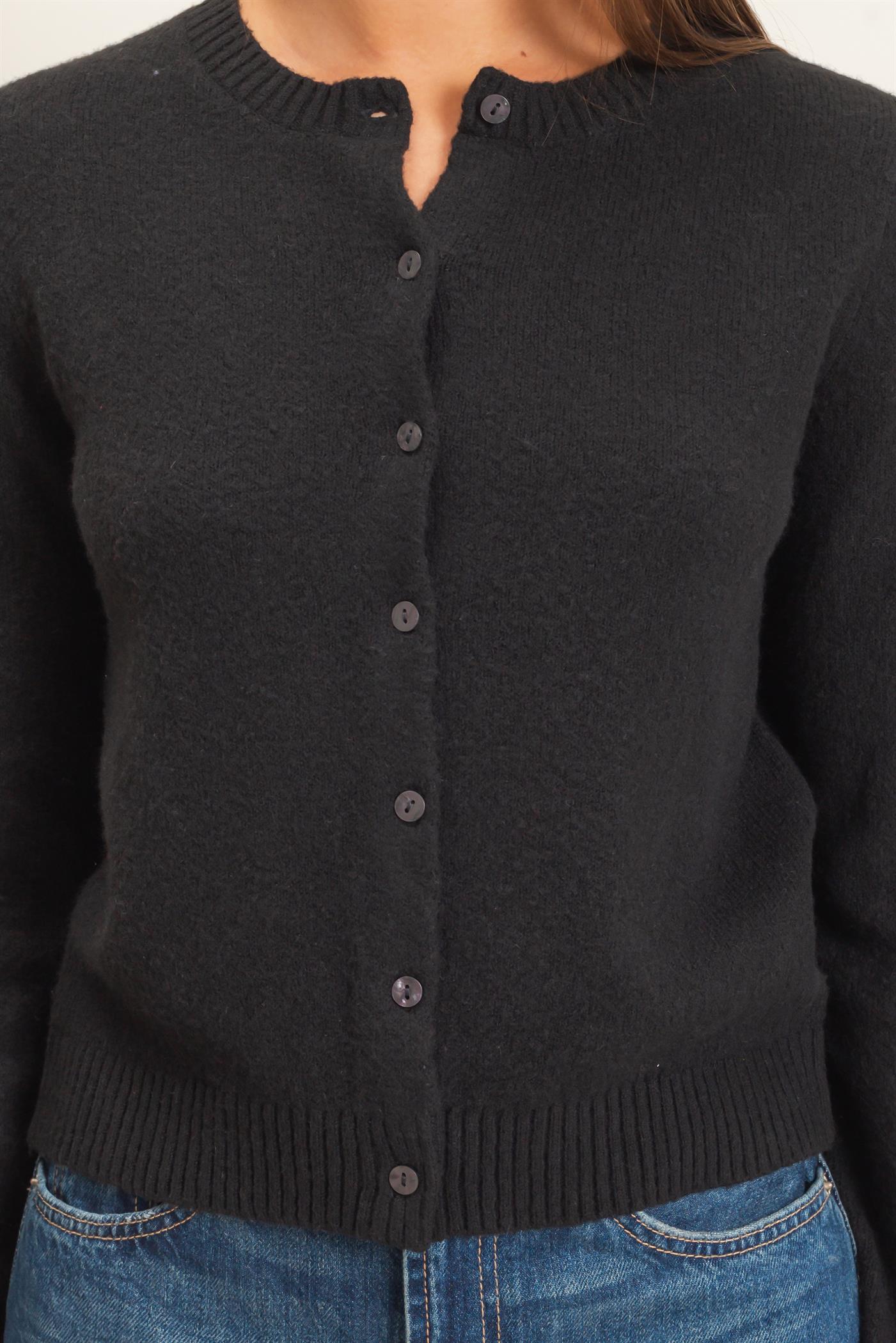 Wholesale Crew Neck Cardigan Cardigans DZ26E119 BLACK DOUBLE ZERO