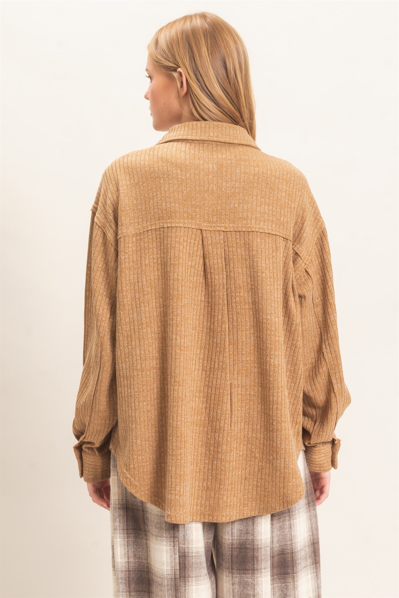 Wholesale Corduroy Button-Up Shirt Shirts HF26F138 LIGHT BROWN HYFVE