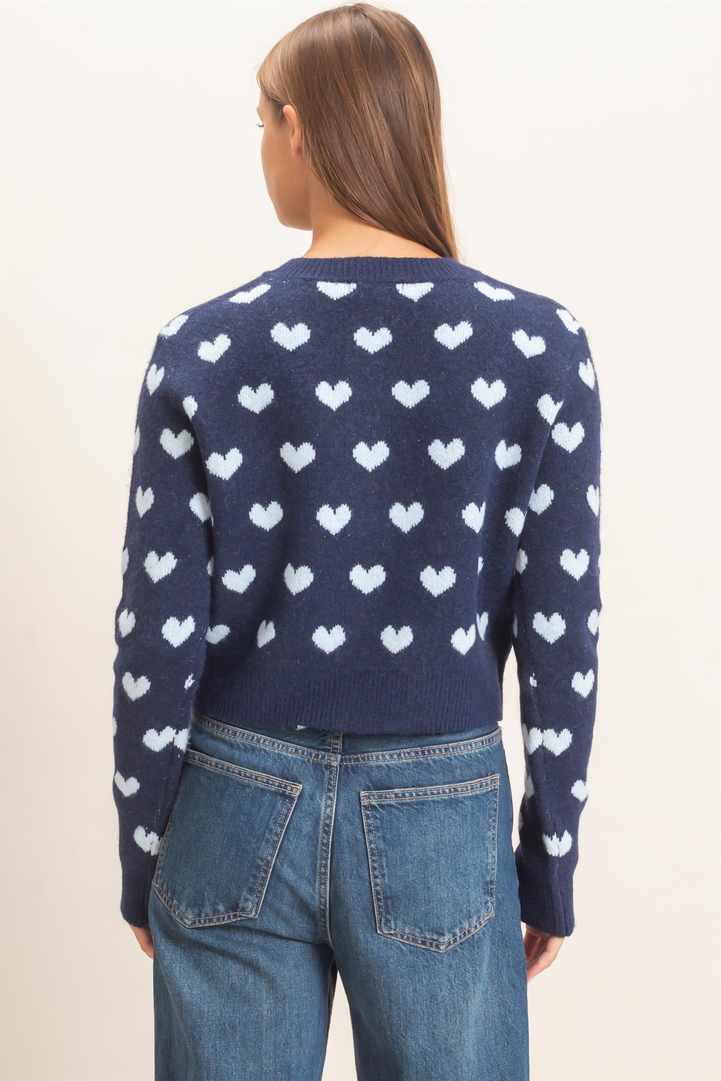 Wholesale Heart Pattern Cardigan Cardigans DZ26E320 NAVY DOUBLE ZERO