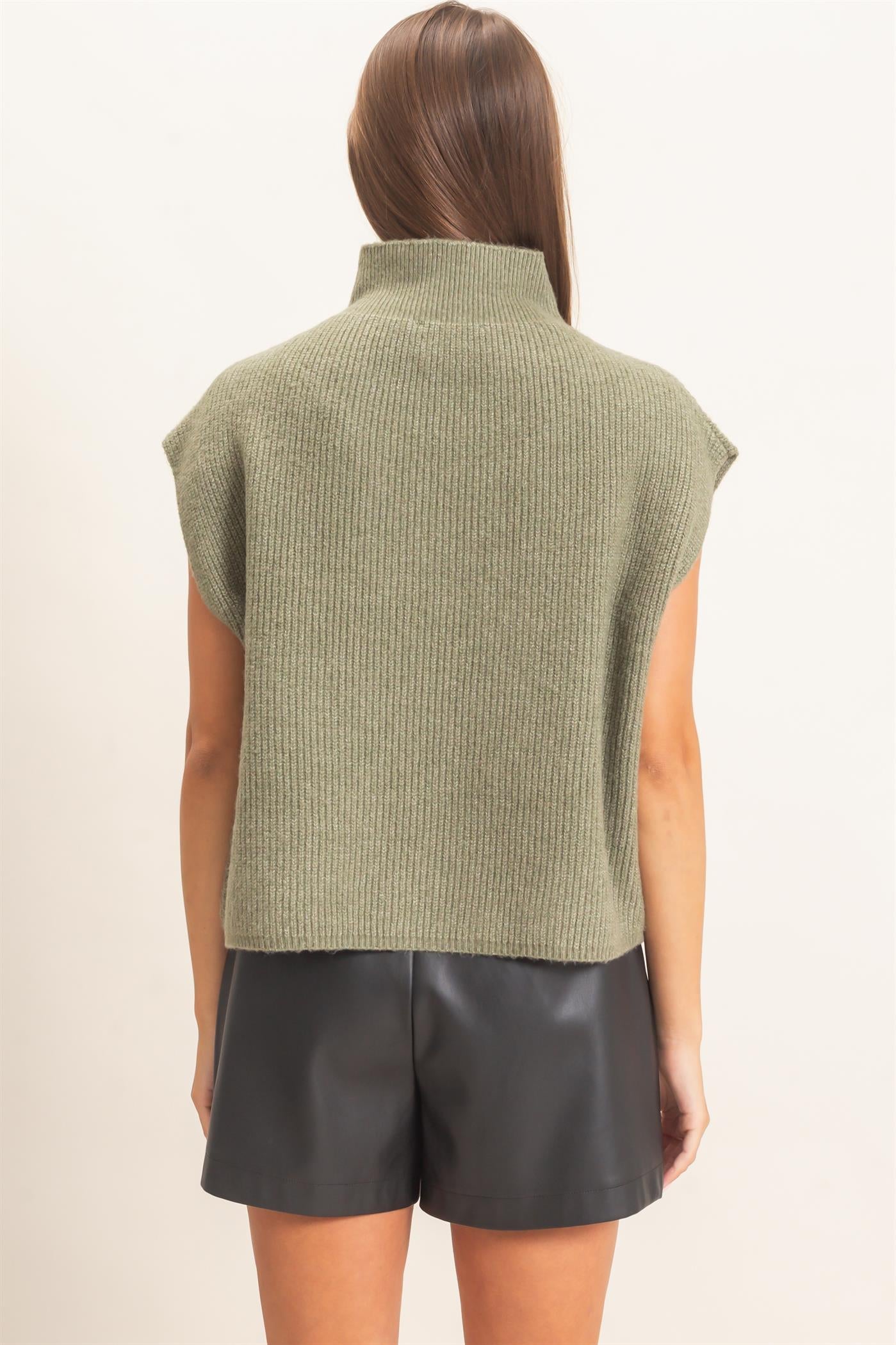 Wholesale Sleeveless High Neck Sweater Sweaters DZ26E295 OLIVE DOUBLE ZERO