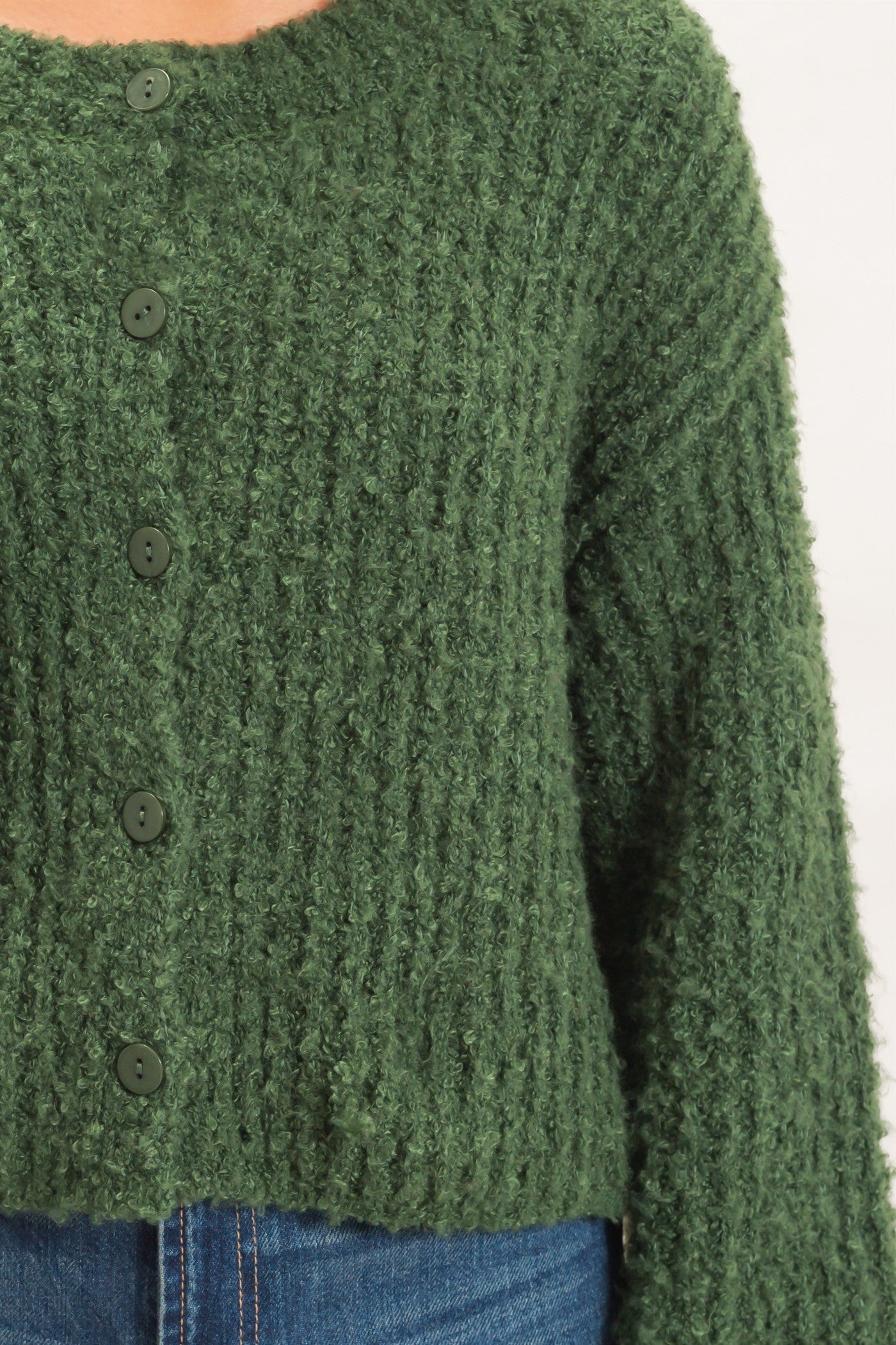 Wholesale Boucle Knit Button Front Cardigan Cardigans DZ26E270 DARK GREEN DOUBLE ZERO