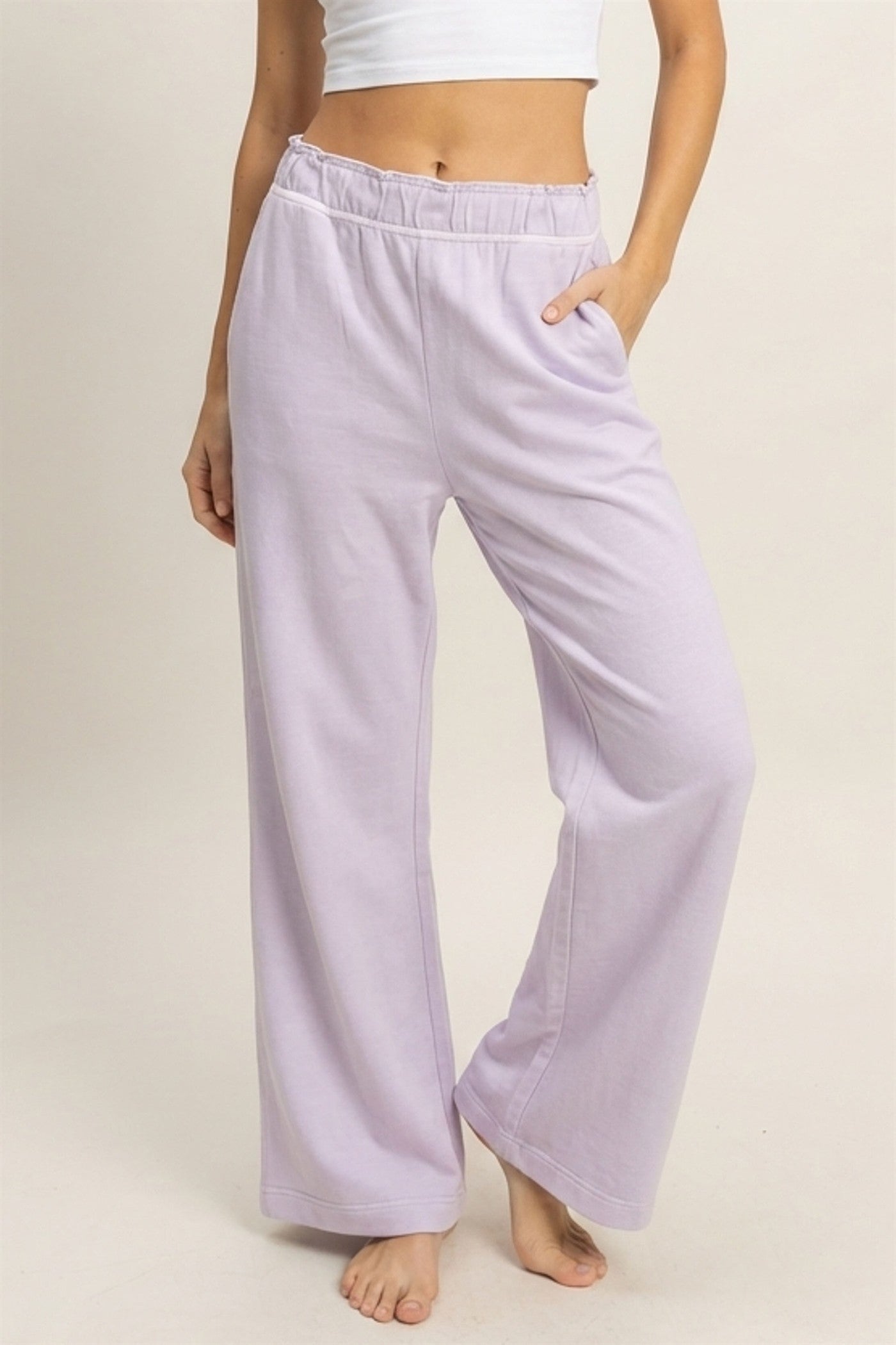 Wholesale High Waist Flare Pants Pants DZ24C346-D LAVENDER DOUBLE ZERO