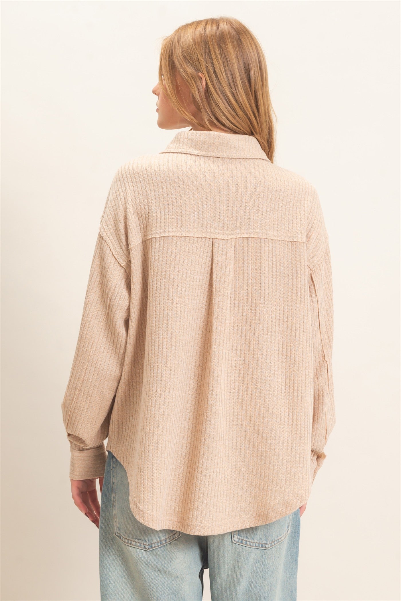 Wholesale Corduroy Button-Up Shirt Shirts HF26F138 BEIGE HYFVE