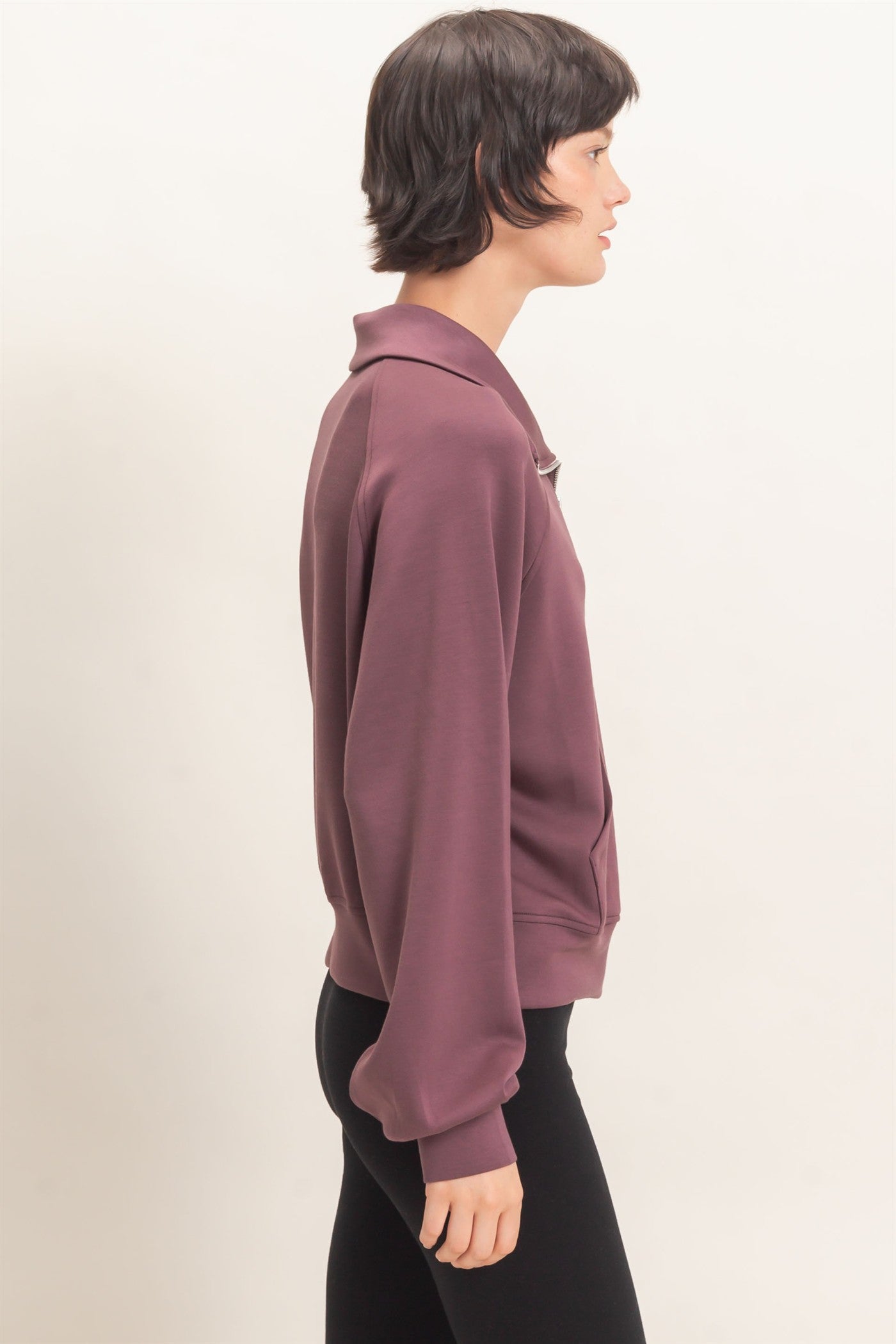 Wholesale Half-Zip Collar Raglan Pullover Sweatshirts DZ26C967 COCOA DOUBLE ZERO