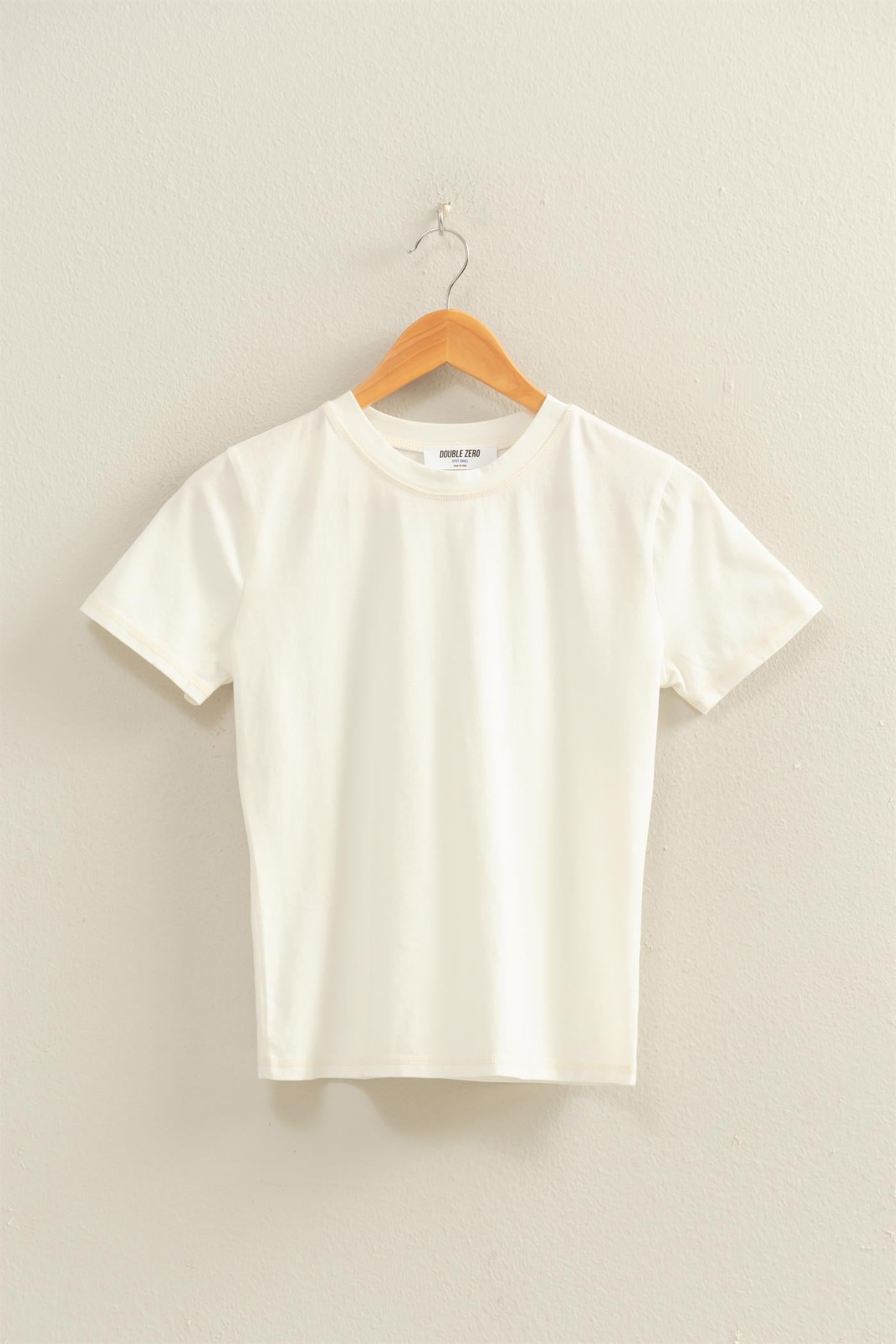 Wholesale Mineral Washed Short Sleeve Crew Neck Top T-Shirts DZ26A743 WHITE DOUBLE ZERO