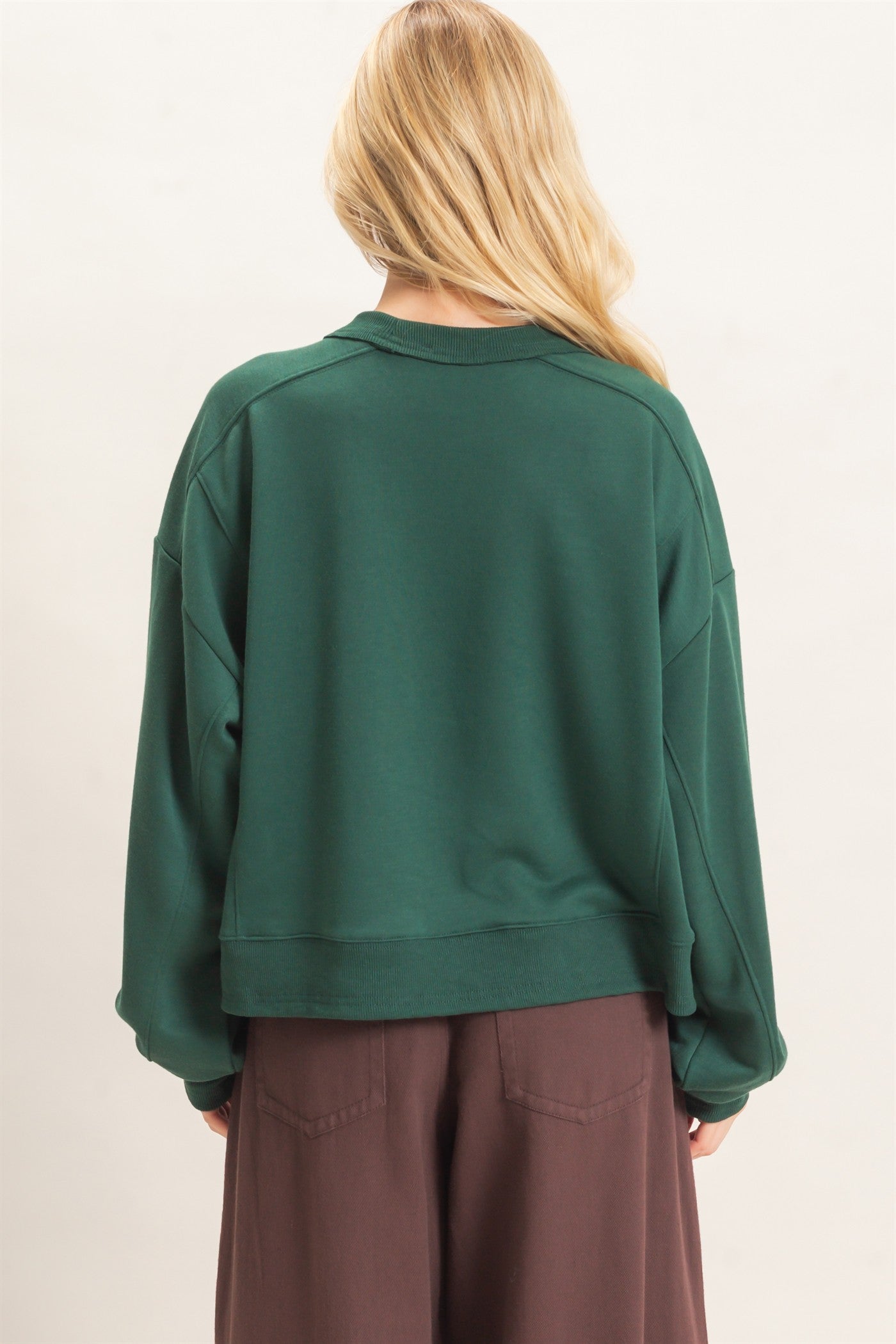 Wholesale Ribbed Crew Neck Sweatshirt Sweatshirts HF26F087 HUNTER GREEN HYFVE