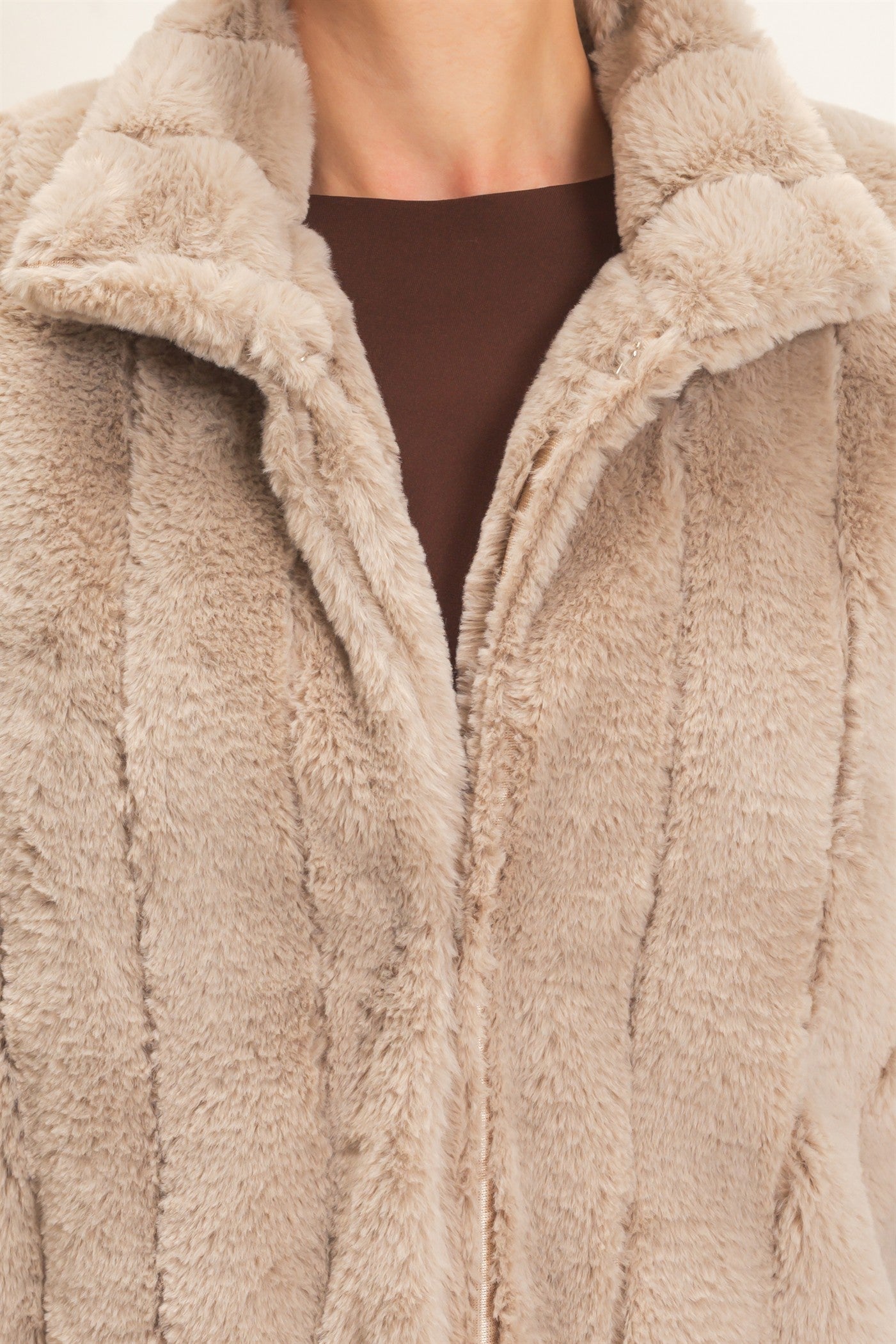 Wholesale Faux Fur Jacket Coats & Jackets HF26F203 TAUPE HYFVE