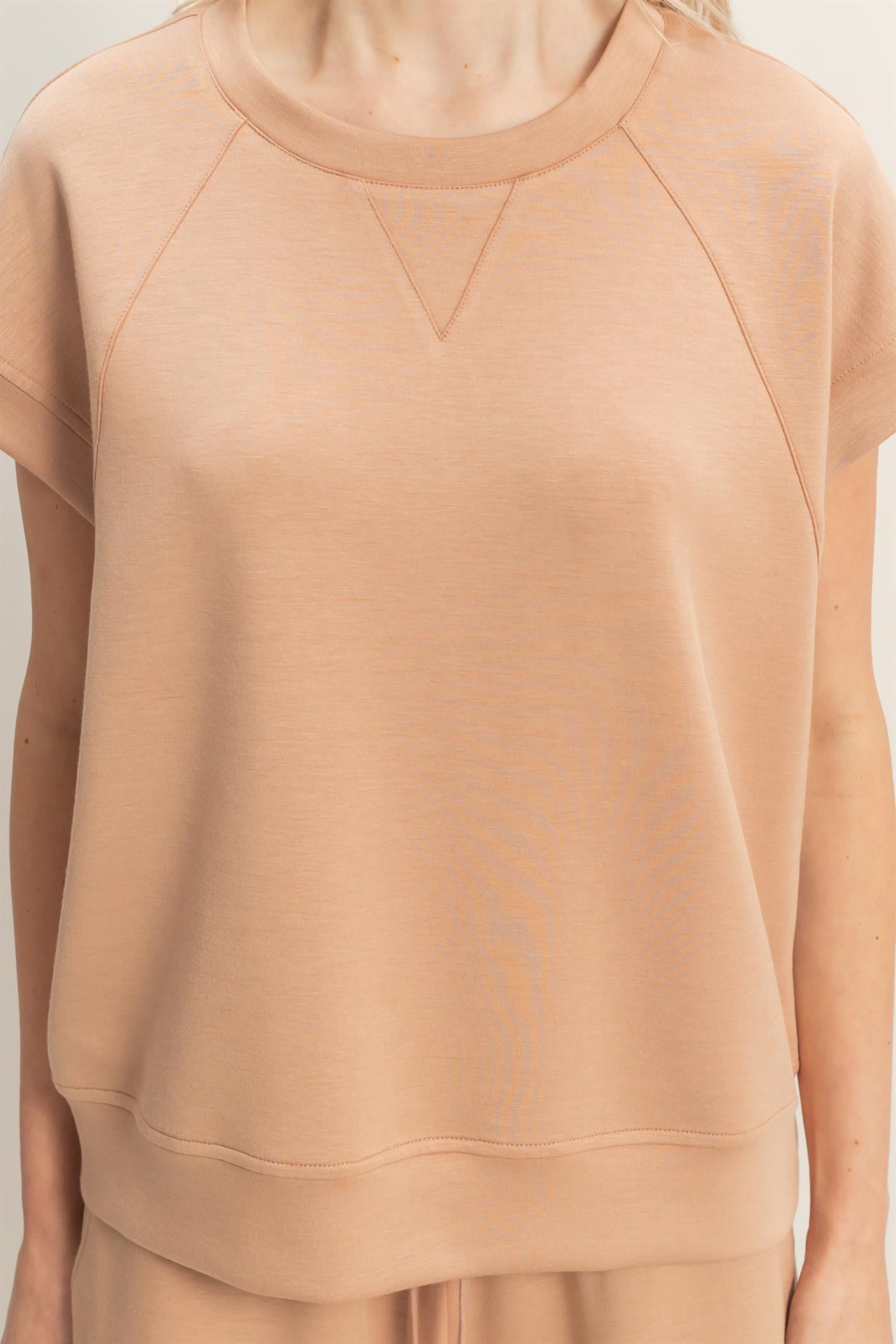 Wholesale Crew Neck Sleeveless Top And Shorts Set Clothing DZ26C575-SET DARK TAUPE DOUBLE ZERO