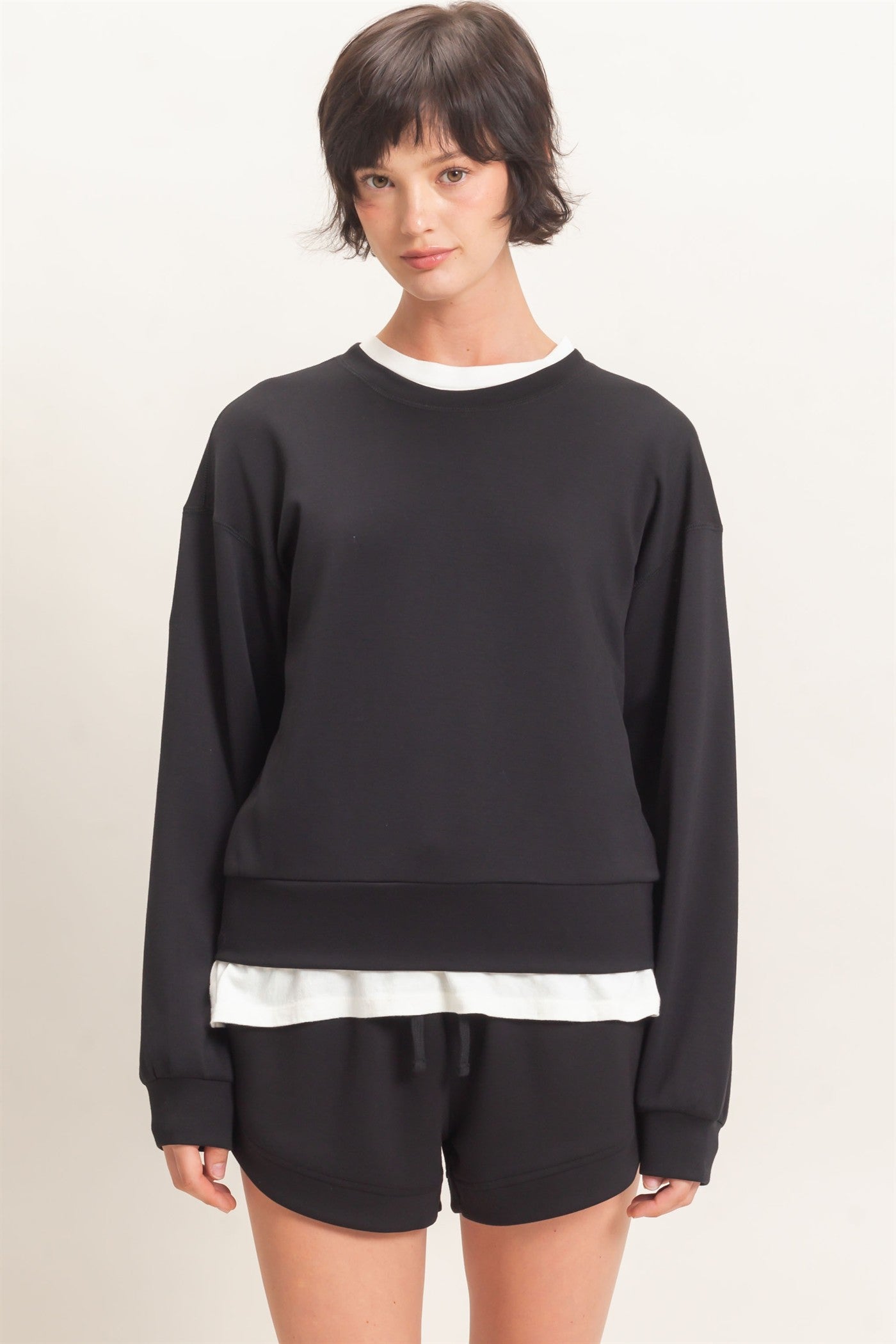 Wholesale Crew Neck Sweatshirt Sweatshirts DZ26C966 BLACK DOUBLE ZERO