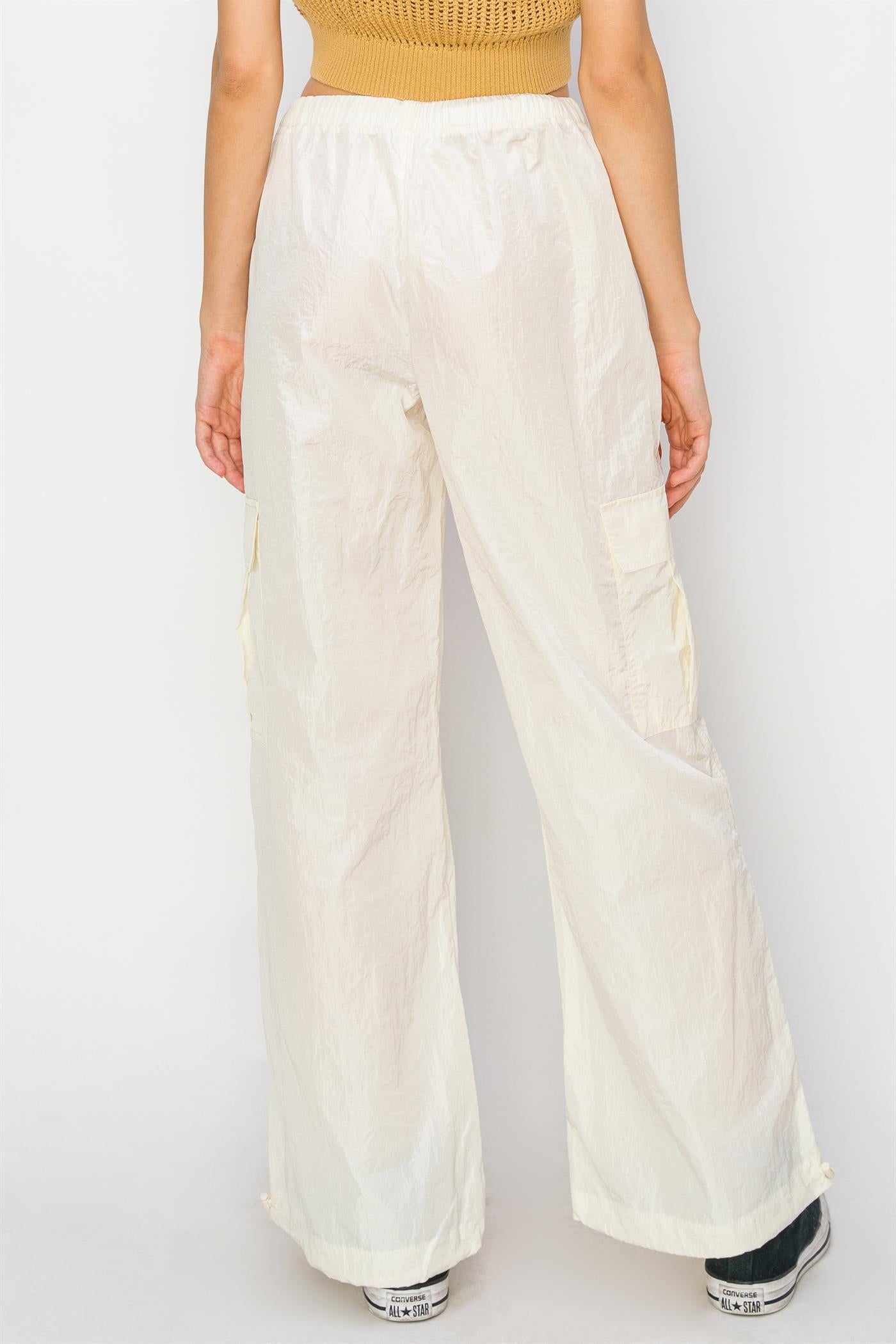 Wholesale Low Rise Parachute Cargo Pants Pants DZ24C809 CREAM DOUBLE ZERO