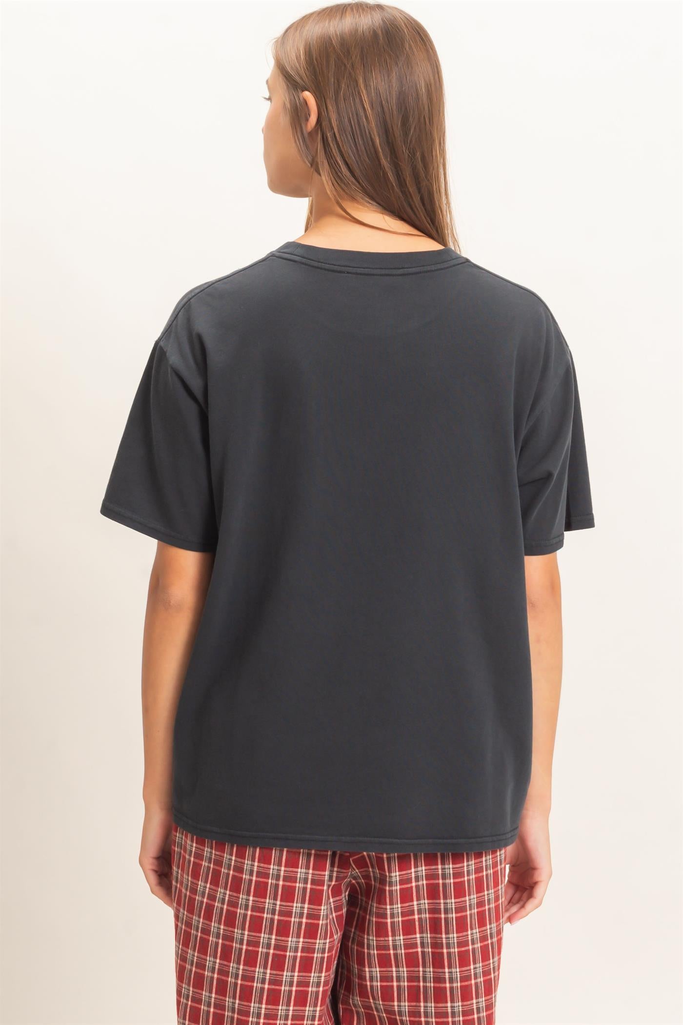Wholesale Crew Neck Pigment Dye T-Shirt Clothing Tops DZ26E448 BLACK DOUBLE ZERO