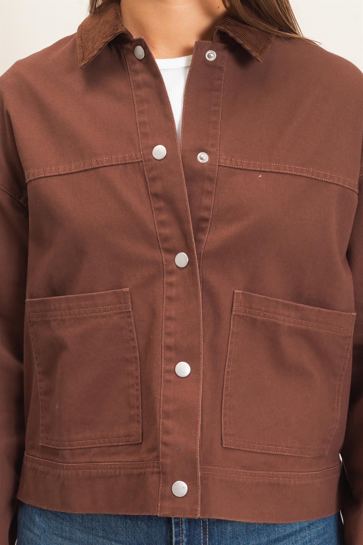 Wholesale Twill Barn Jacket Coats & Jackets DZ26E394 DARK BROWN DOUBLE ZERO
