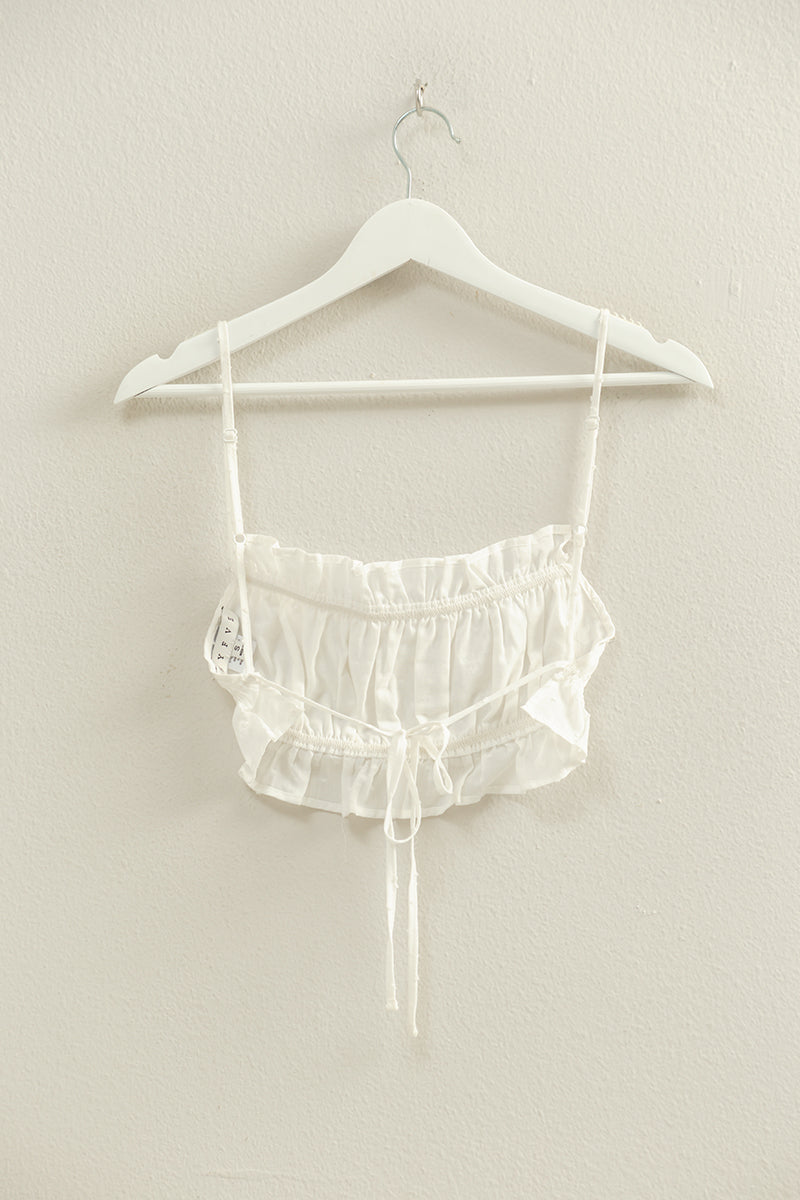 Wholesale Swiss Dot Bandeau Crop Top Clothing Tops HF22A413 OFF WHITE HYFVE