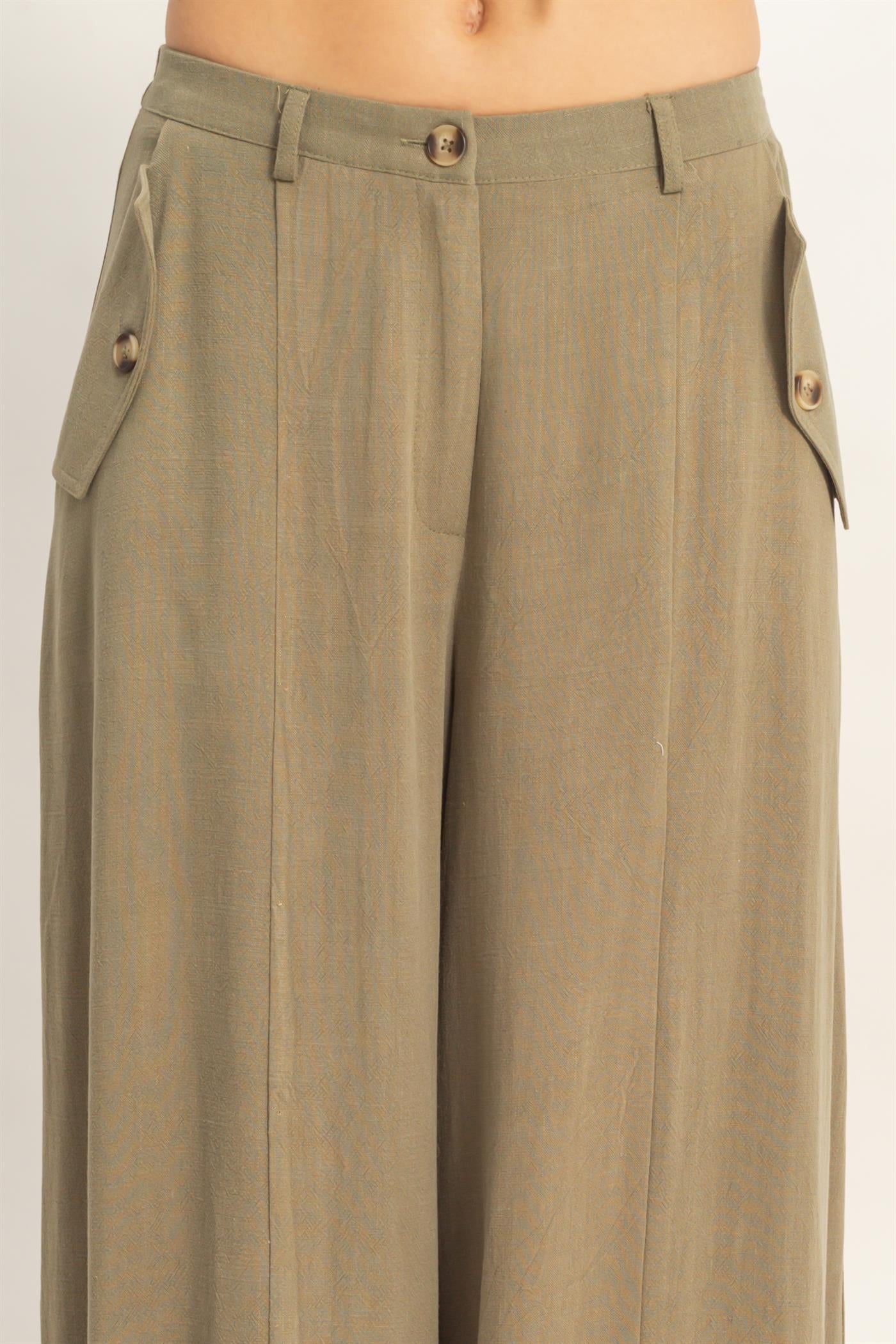 Wholesale Wide-Leg Flap Pocket Pants Pants HF26C302 OLIVE HYFVE