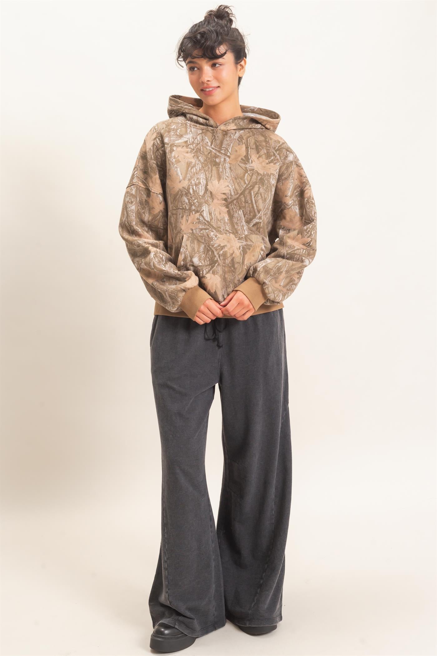 Wholesale Tree Camouflage Hoodie With Kangaroo Pocket Hoodies DZ26F011 BROWN DOUBLE ZERO