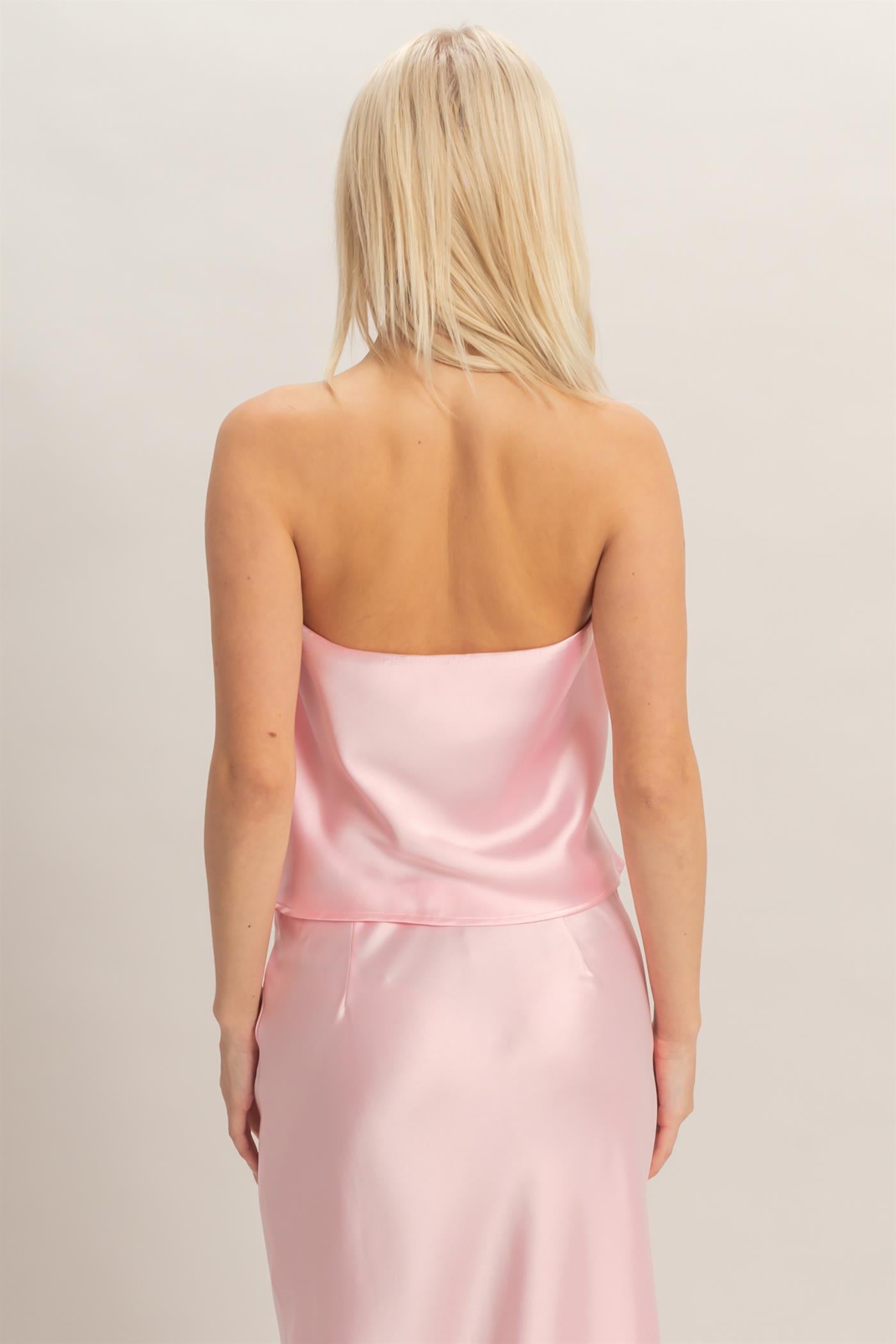 Wholesale Satin Strapless Tube Top Clothing Tops DZ26C398 SOFT PINK DOUBLE ZERO