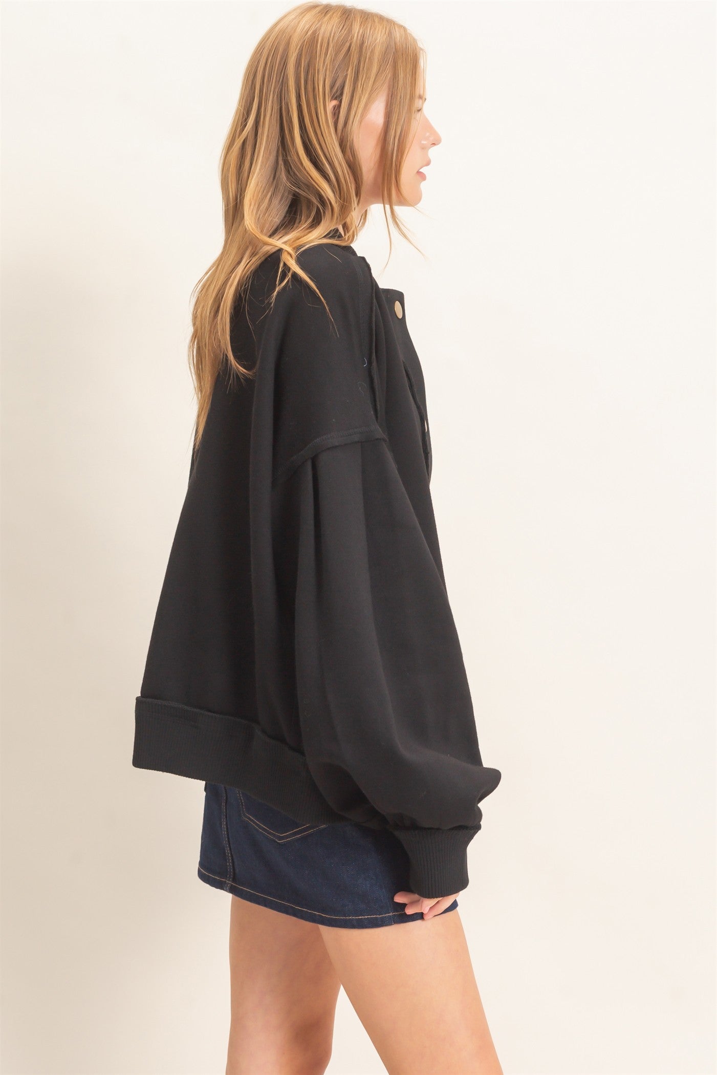 Wholesale Snap Front Jacket Coats & Jackets HF26E003 BLACK HYFVE