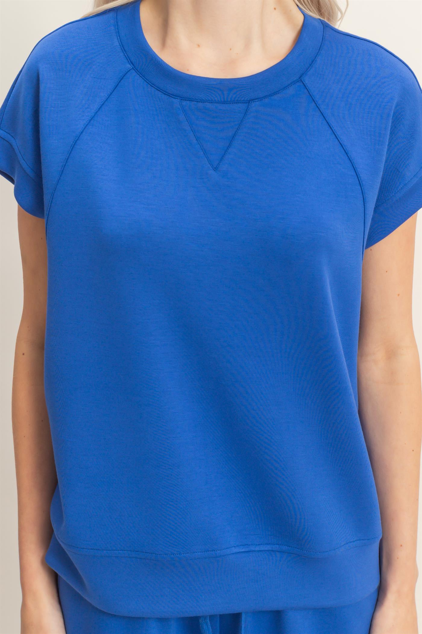 Wholesale Crew Neck Sleeveless Top And Shorts Set Clothing DZ26C575-SET COBALT DOUBLE ZERO