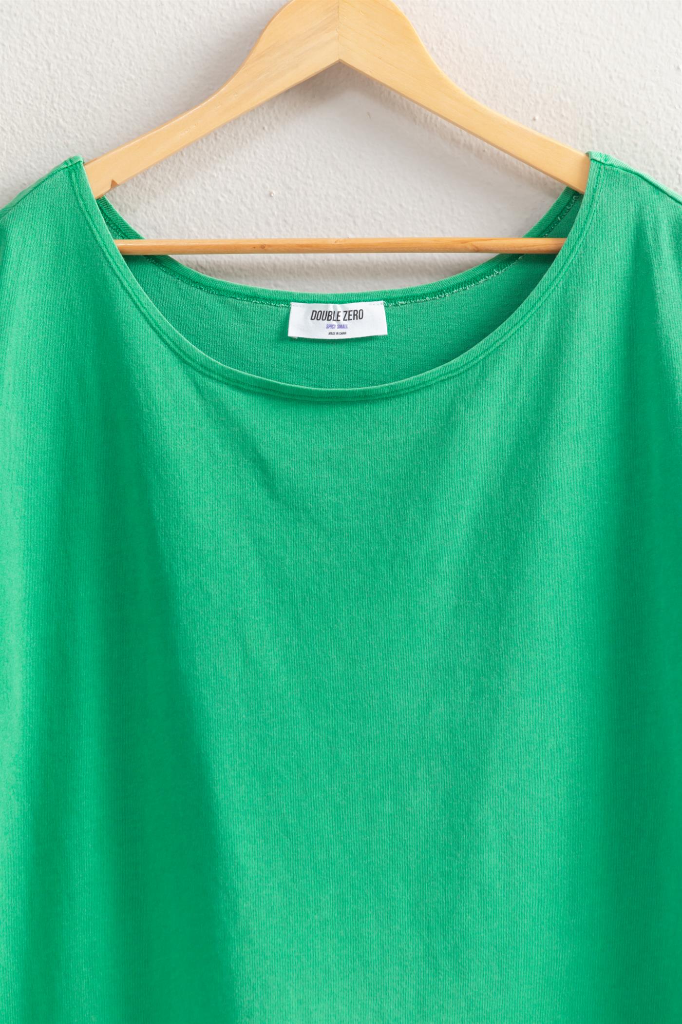 Wholesale Boat Neck Short Sleeve Basic Tee Clothing Tops DZ25E242 GREEN DOUBLE ZERO