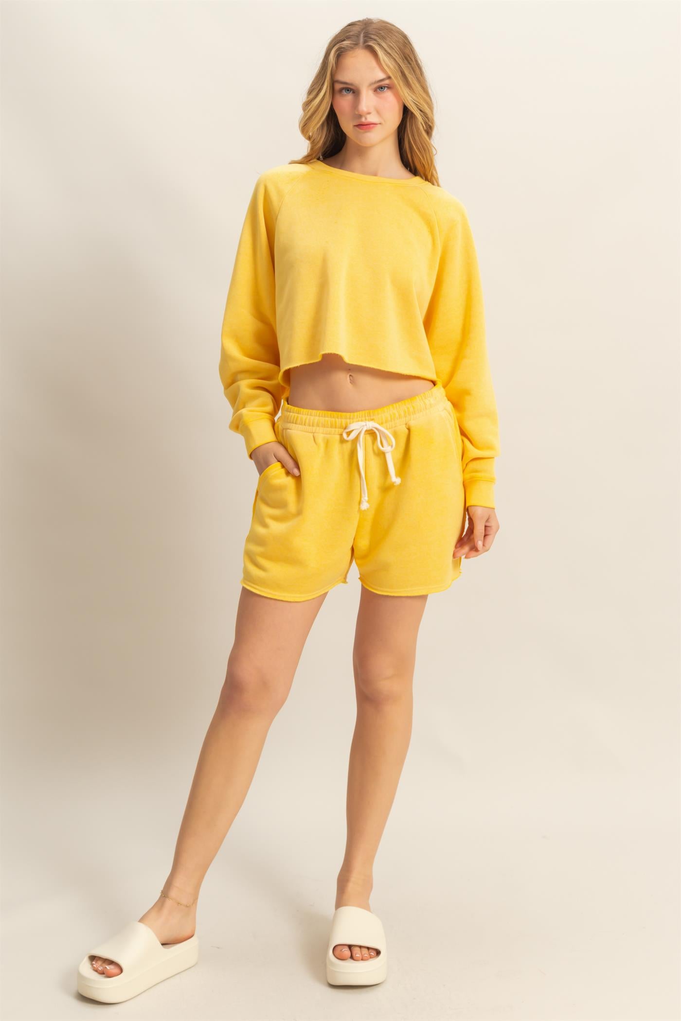 Wholesale Laid Back Crop Sweatshirt Sweatshirts DZ25C445 SUNFLOWER DOUBLE ZERO