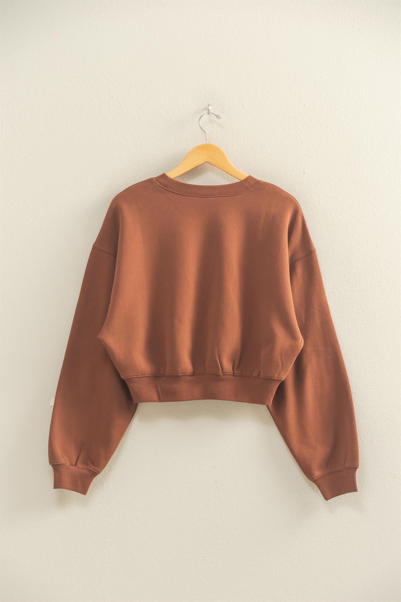 Wholesale Everyday Long Sleeve Cropped Sweatshirt Sweatshirts DZ25E415 CHESTNUT DOUBLE ZERO