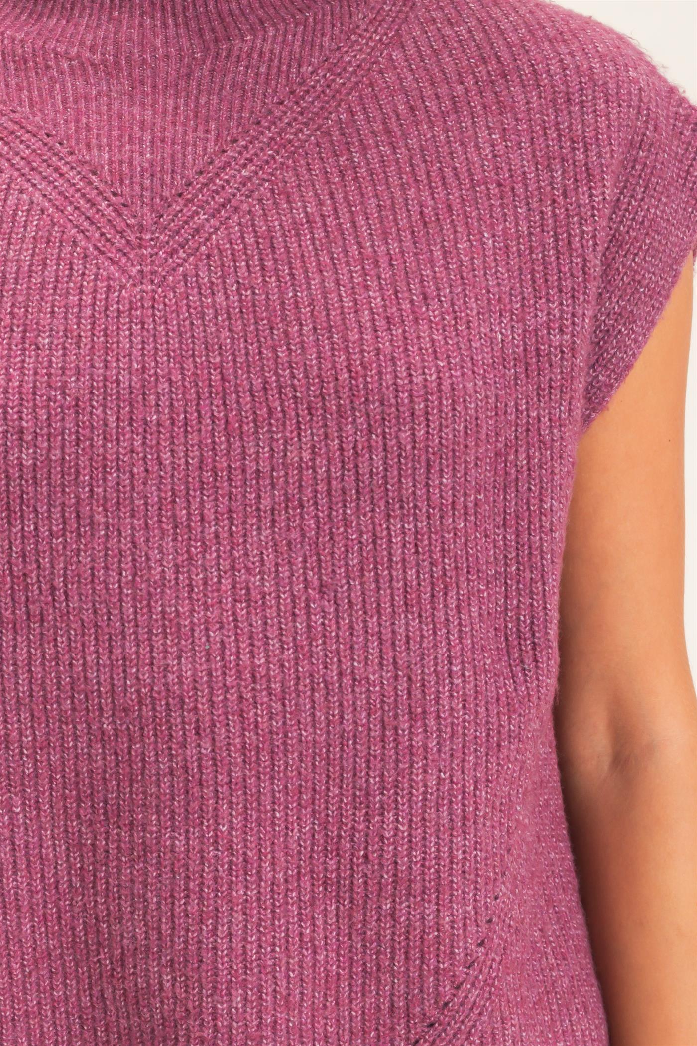 Wholesale Sleeveless High Neck Sweater Sweaters DZ26E295 PLUM DOUBLE ZERO