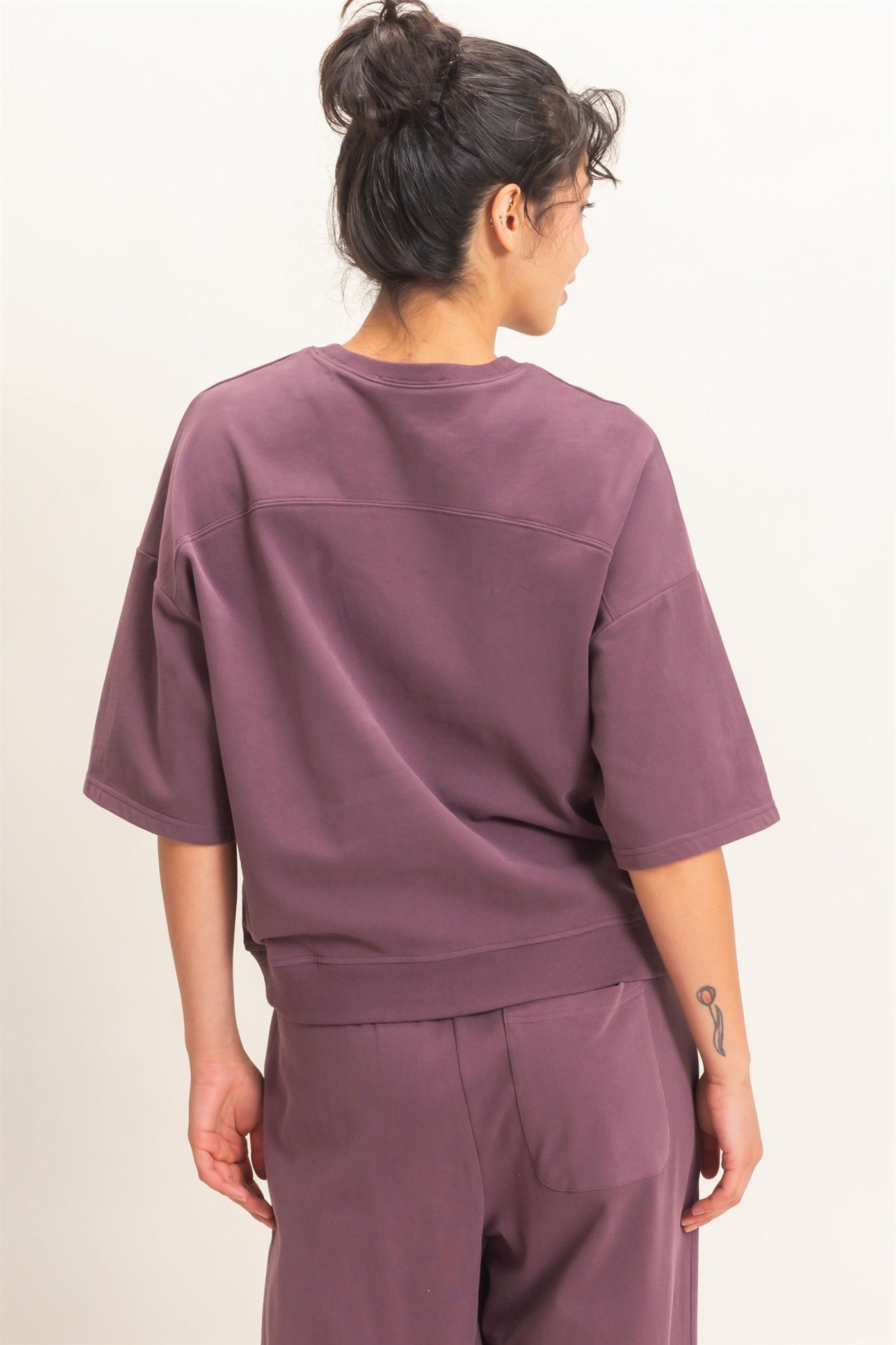 Wholesale Washed Crew Neck Short Sleeve Top Clothing Tops DZ26E381 COCOA DOUBLE ZERO