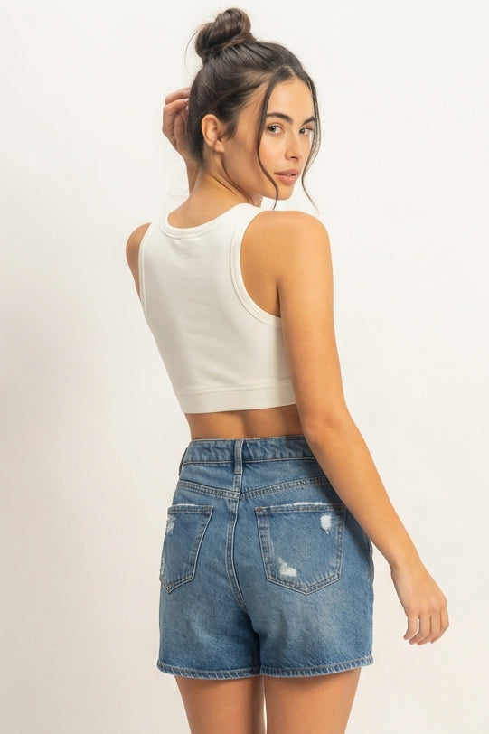 Wholesale Cropped Tank Top Clothing Tops DZ22E360 MARSHMALLOW DOUBLE ZERO