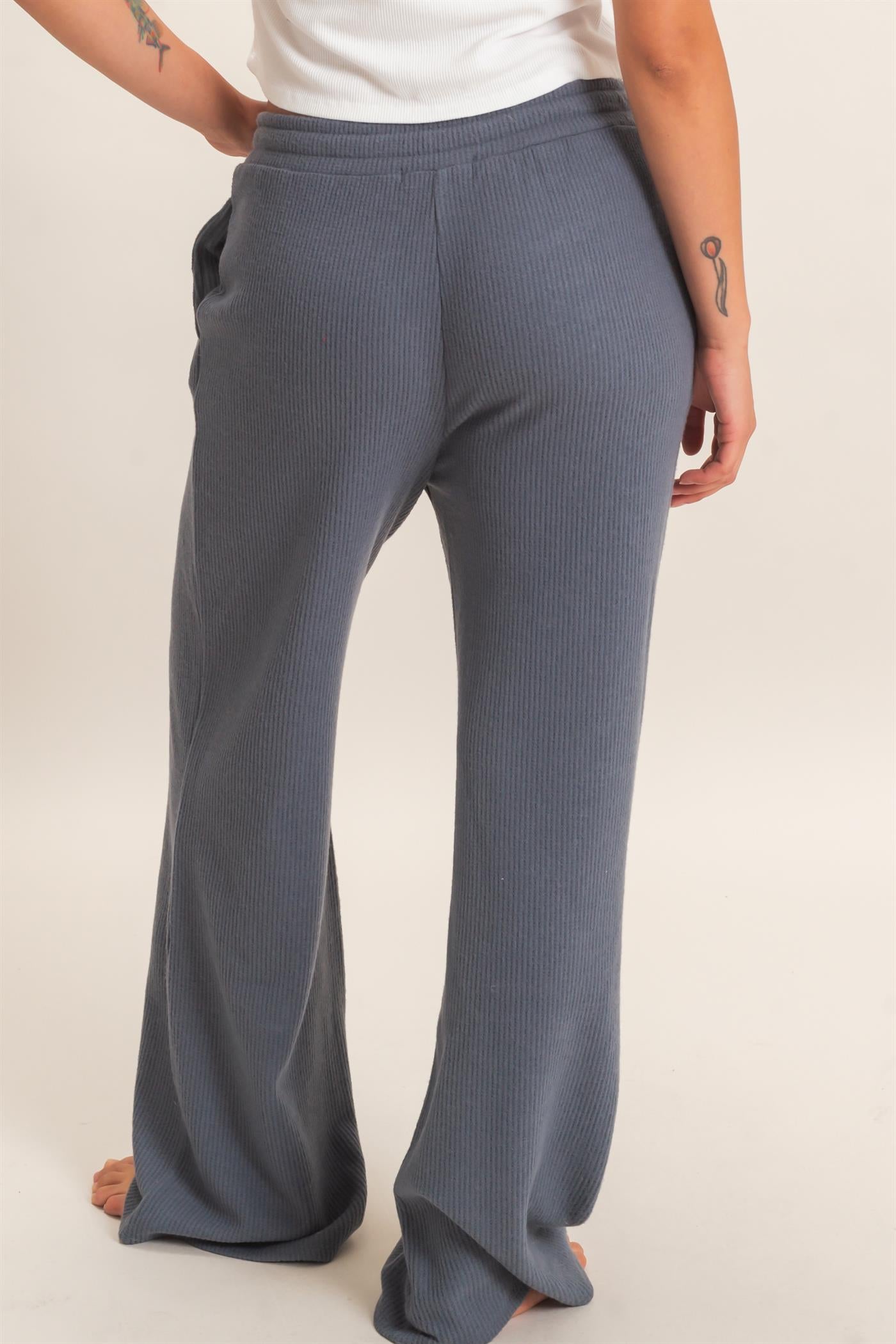 Wholesale Brushed Waffle Drawstring Pants Pants DZ26F313 DARK GRAY DOUBLE ZERO