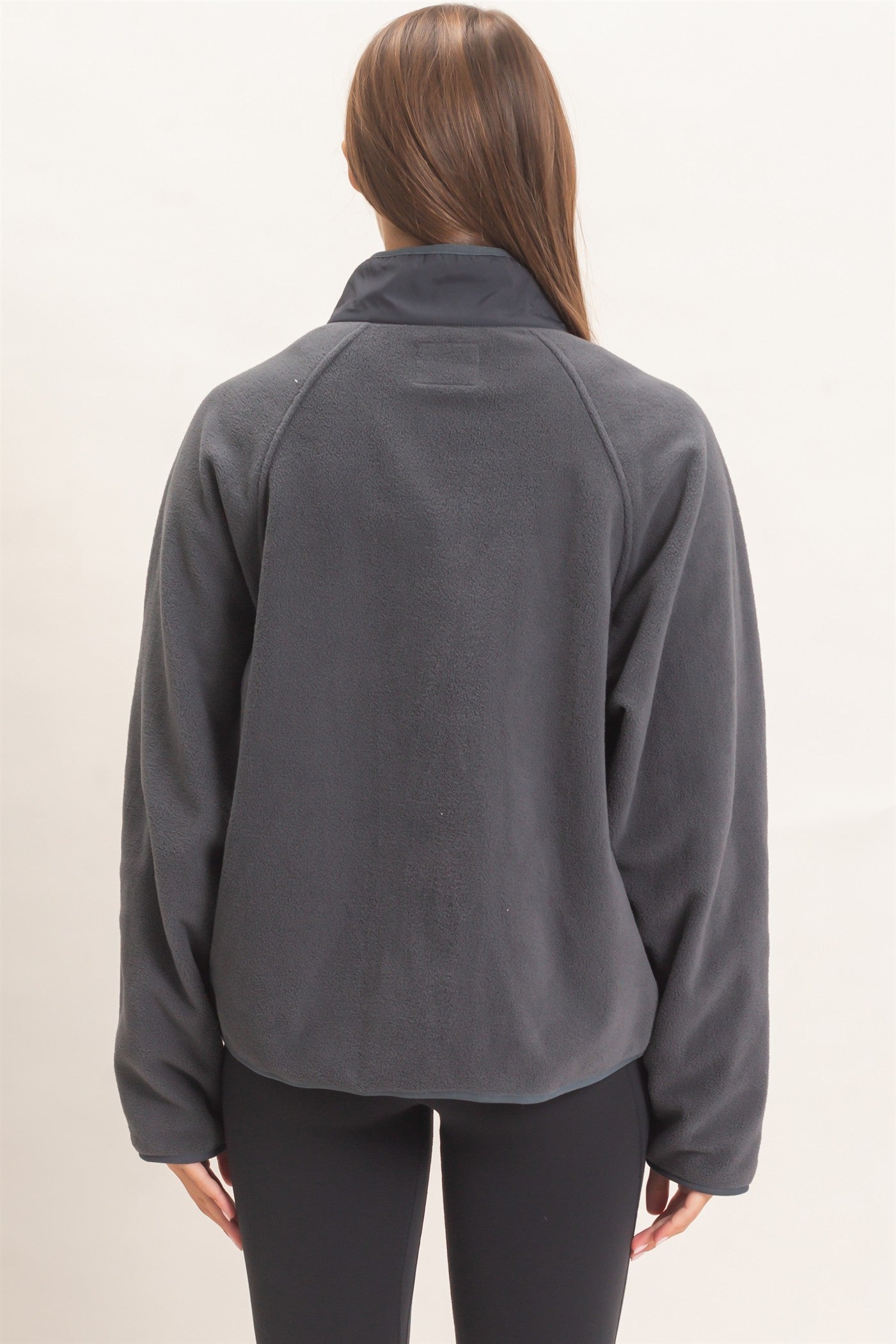 Wholesale Fleece Jacket With Button Front Coats & Jackets DZ26F086 DARK GRAY DOUBLE ZERO
