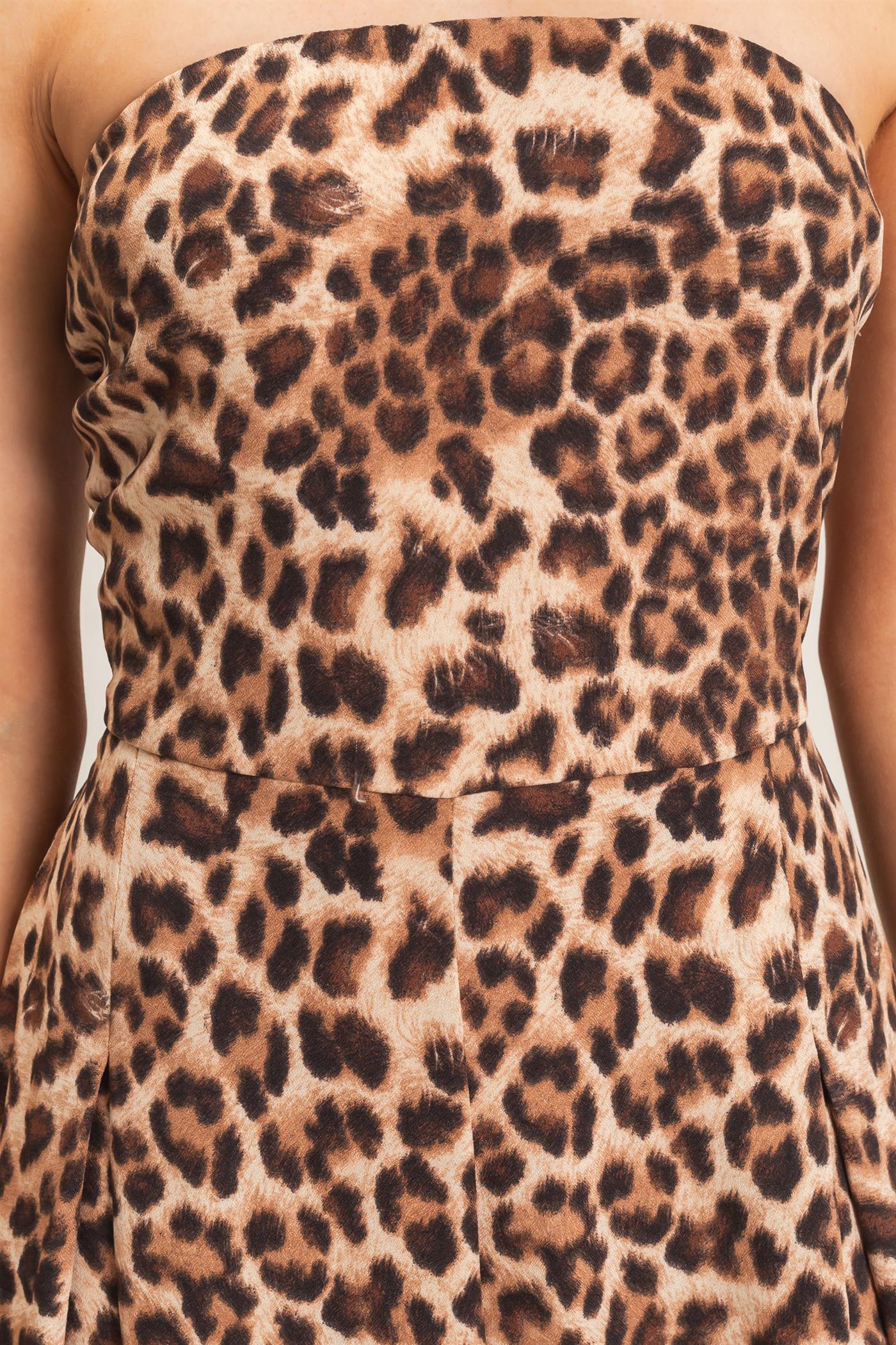 Wholesale Leopard Print Strapless Jumpsuit Clothing HF26F208 BROWN HYFVE