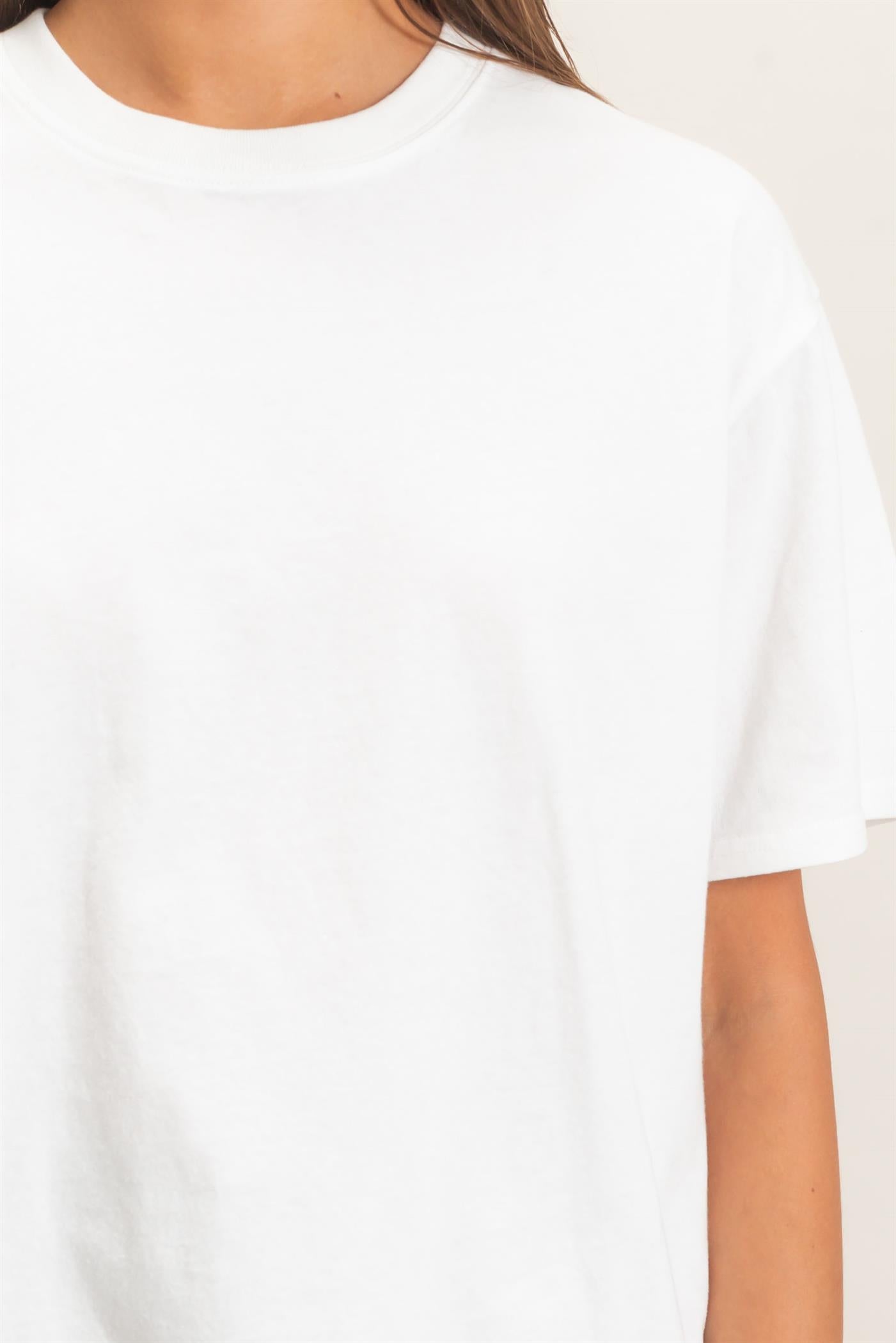Wholesale Crew Neck Pigment Dye T-Shirt Clothing Tops DZ26E448 WHITE DOUBLE ZERO