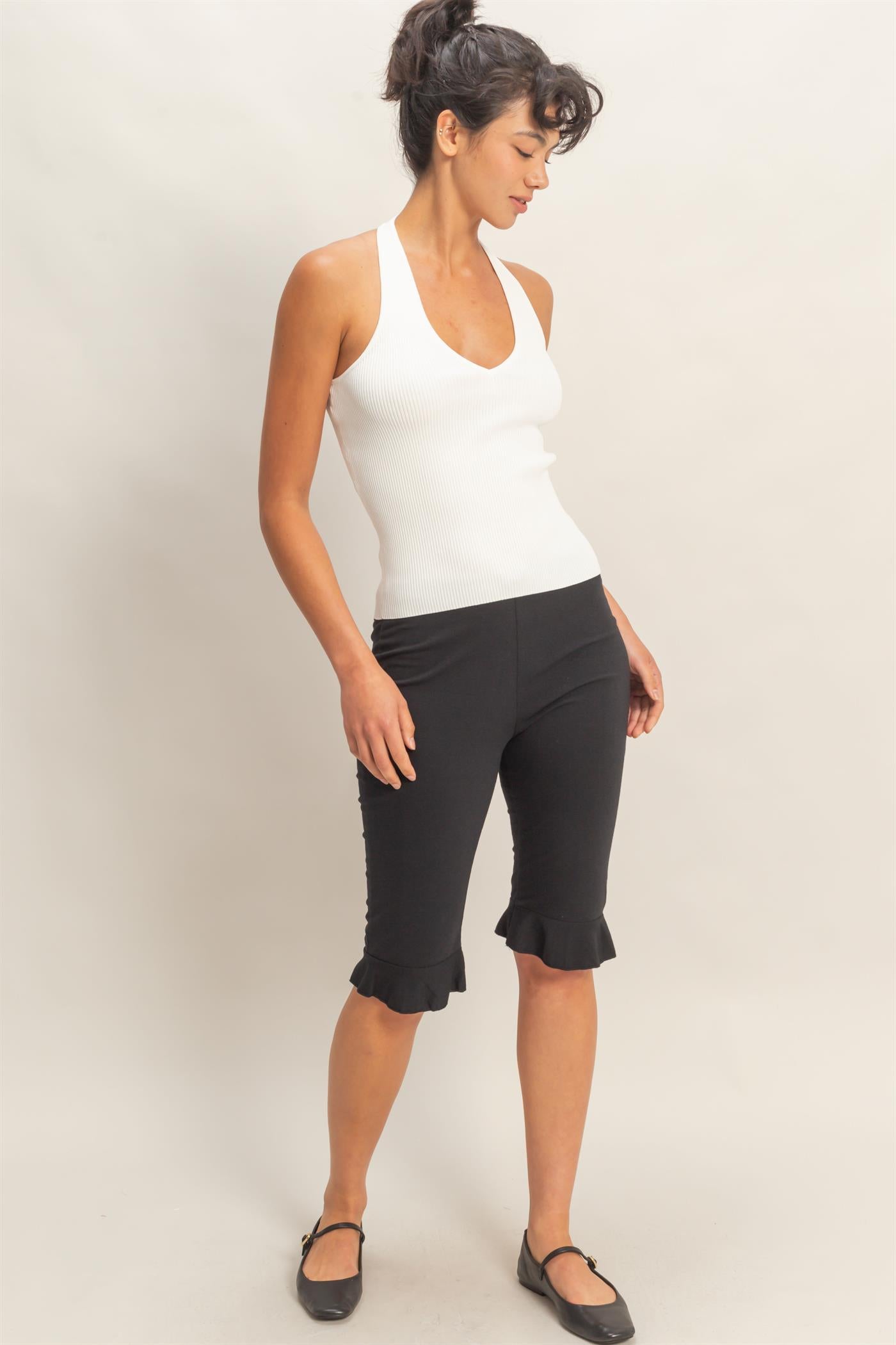 Wholesale Ribbed Halter Neck Top Clothing Tops DZ26C628 OFF WHITE DOUBLE ZERO