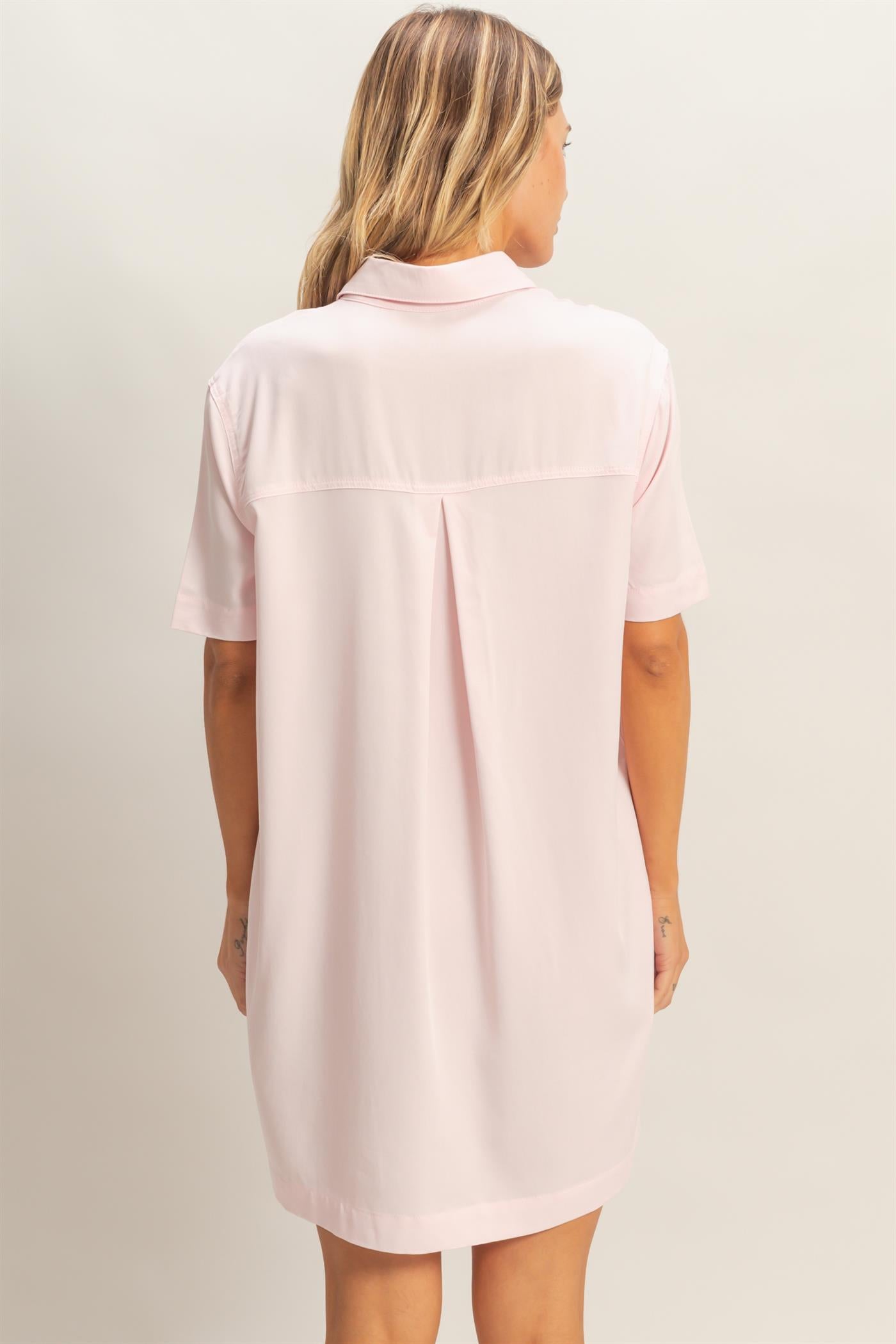 Wholesale Collared Shirt Dress Dresses HF26E427-D L.PINK HYFVE