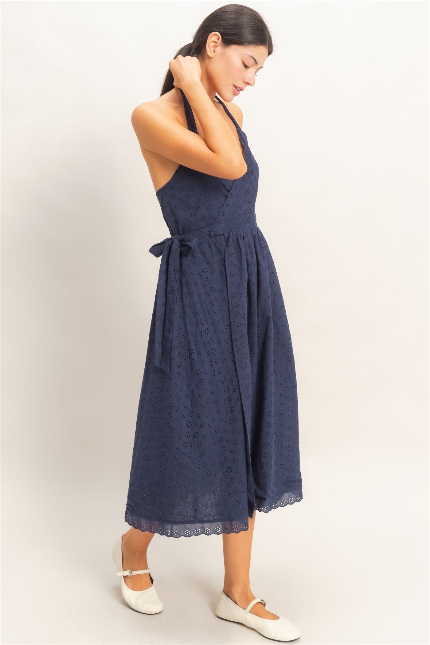 Wholesale Halter Neck Midi Dress Dresses HF26C895 NAVY HYFVE