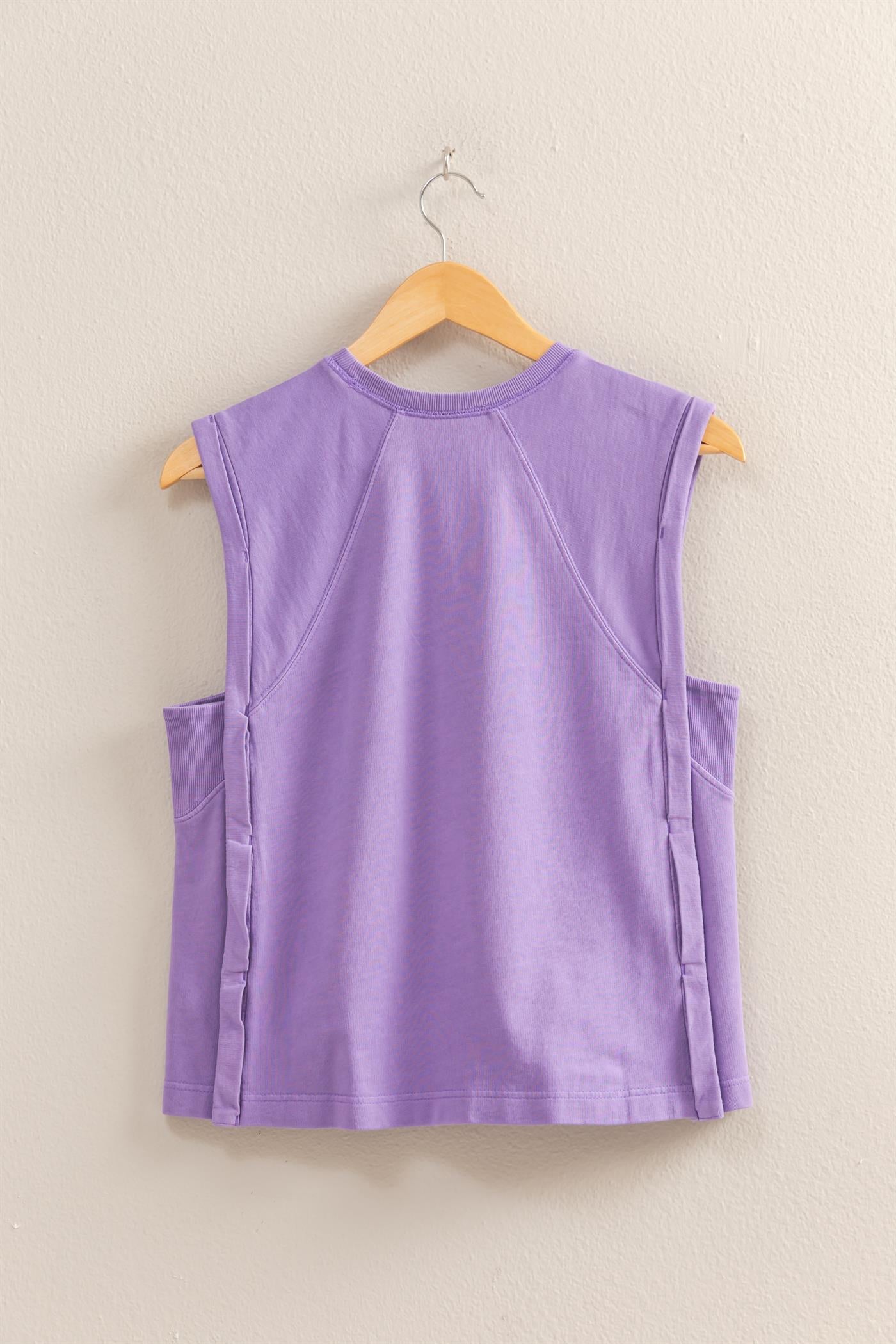 Wholesale Round Neck Sleeveless Boxy Top Clothing Tops DZ25C561 WISTERIA DOUBLE ZERO