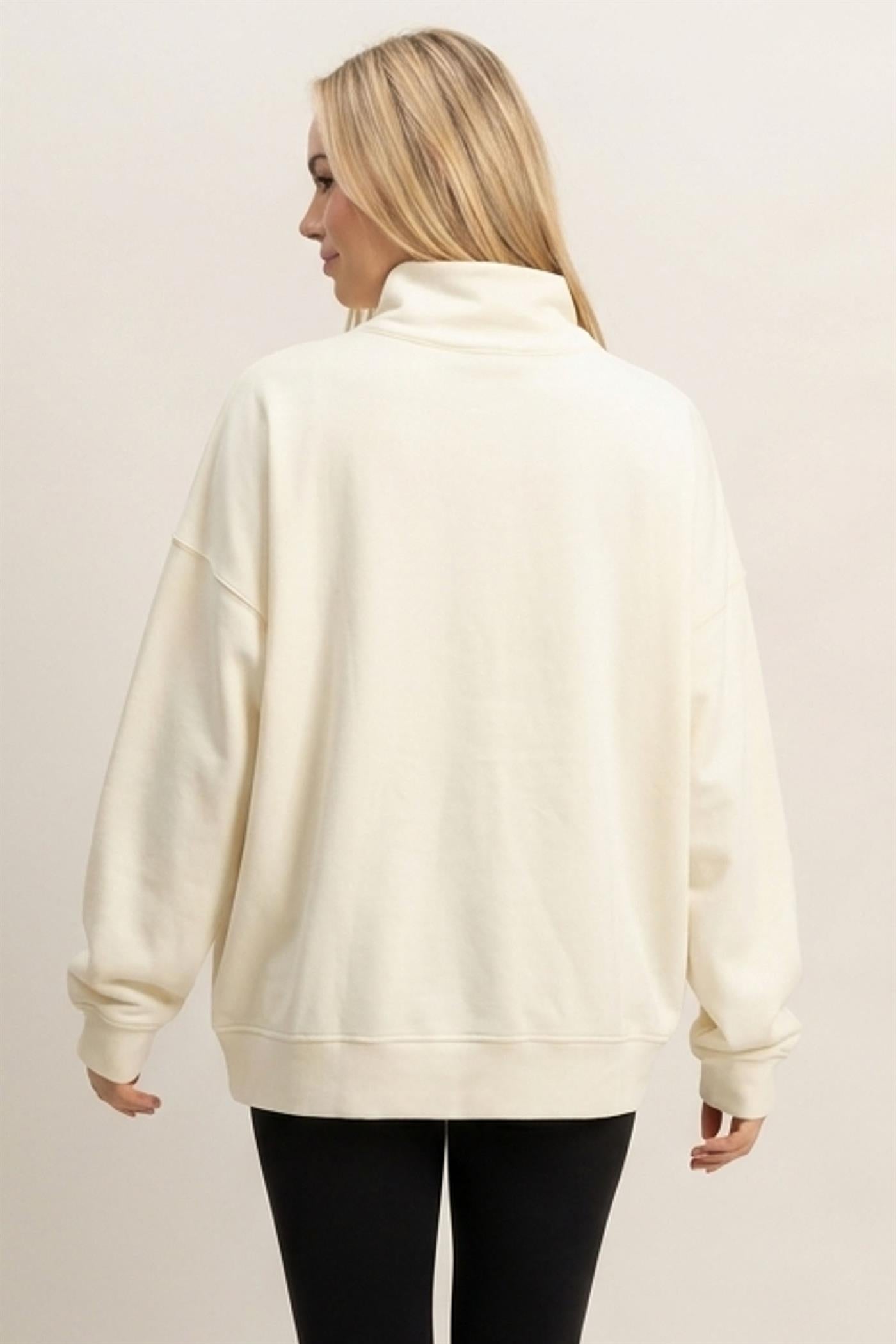 Wholesale Mineral Wash Button Front Sweatshirt Sweatshirts DZ26C909 CREAM DOUBLE ZERO