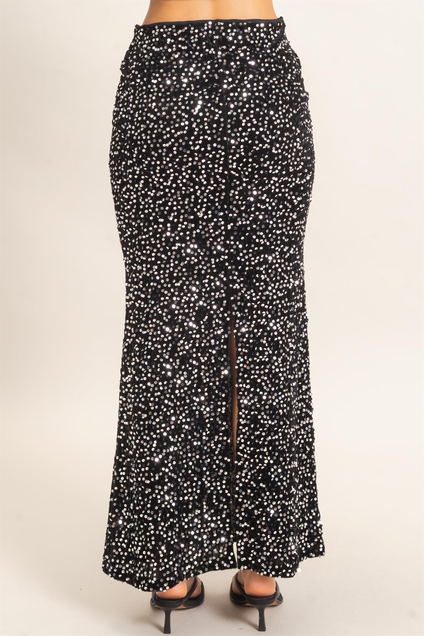 Wholesale Sequin Midi Skirt Skirts HF26F121 BLACK HYFVE