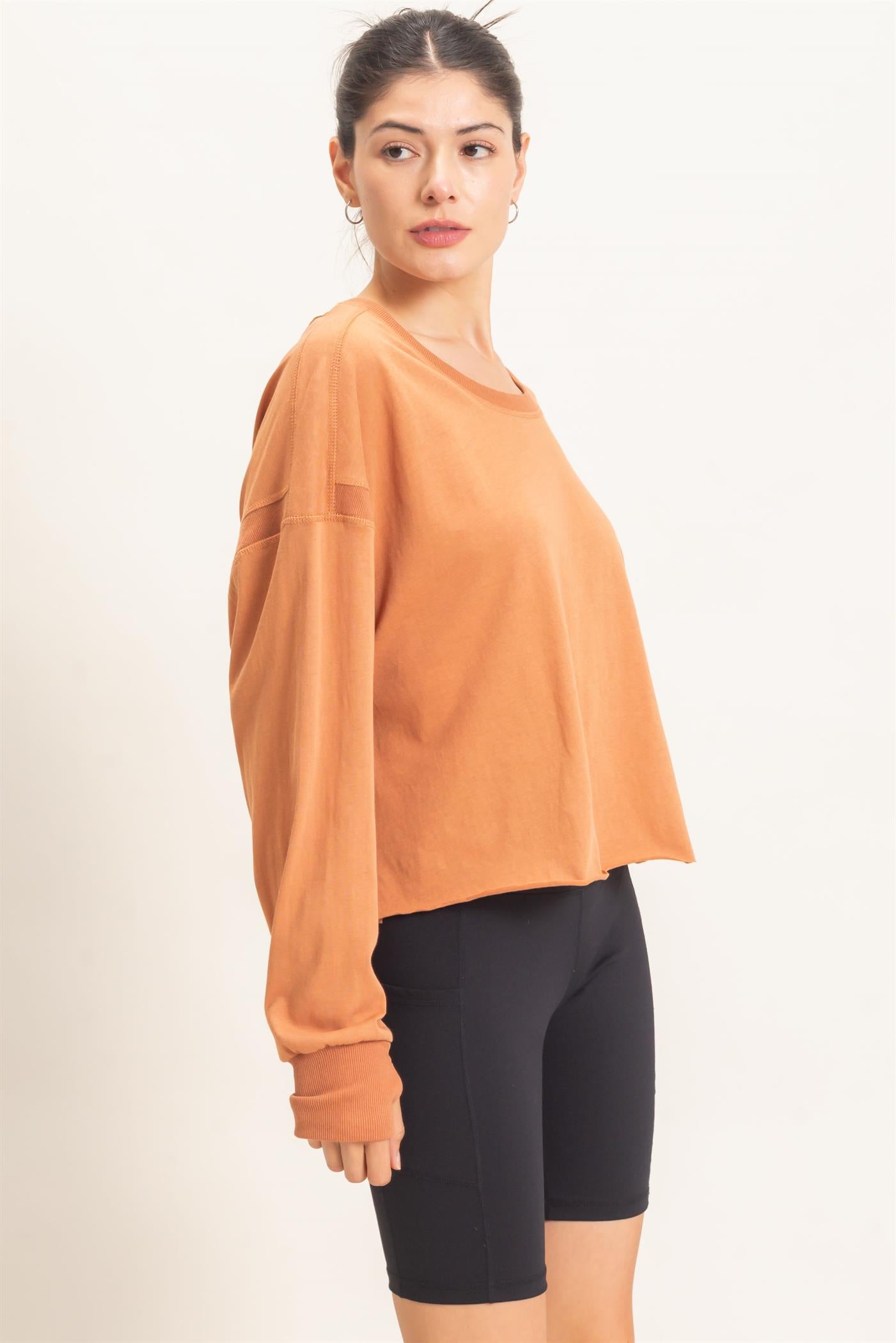 Wholesale Crew Neck Top Clothing Tops HF26C808 SIENNA BROWN HYFVE