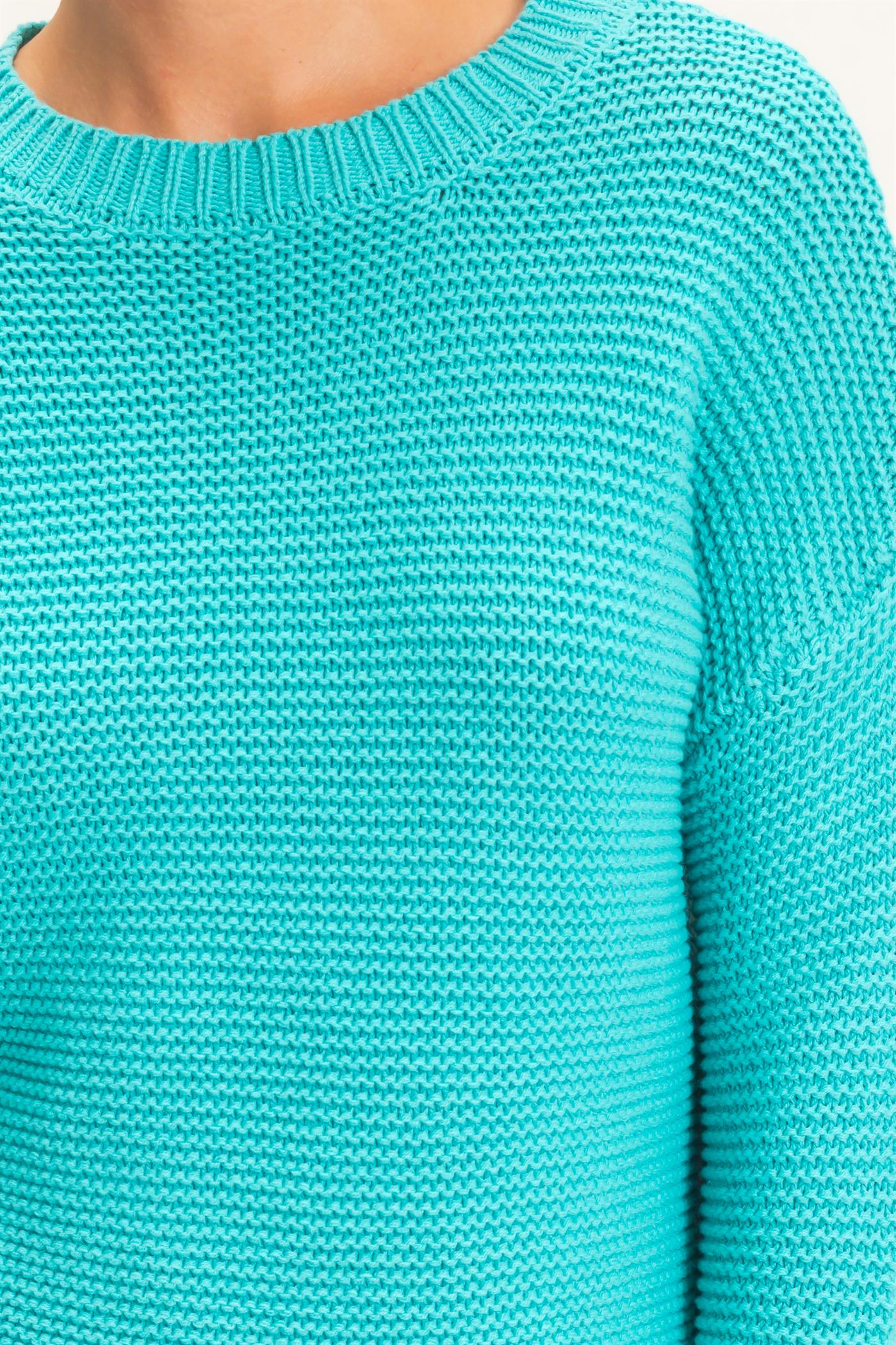 Wholesale Textured Knit Crew Neck Sweater Sweaters DZ26F395 TURQUOISE DOUBLE ZERO