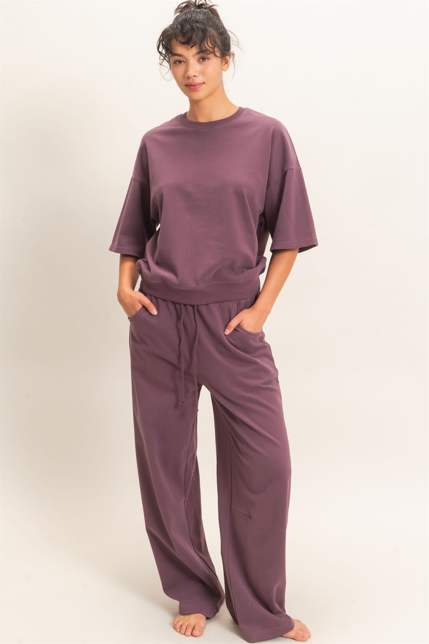 Wholesale Washed Barrel Sweatpants Pants DZ26E379 COCOA DOUBLE ZERO