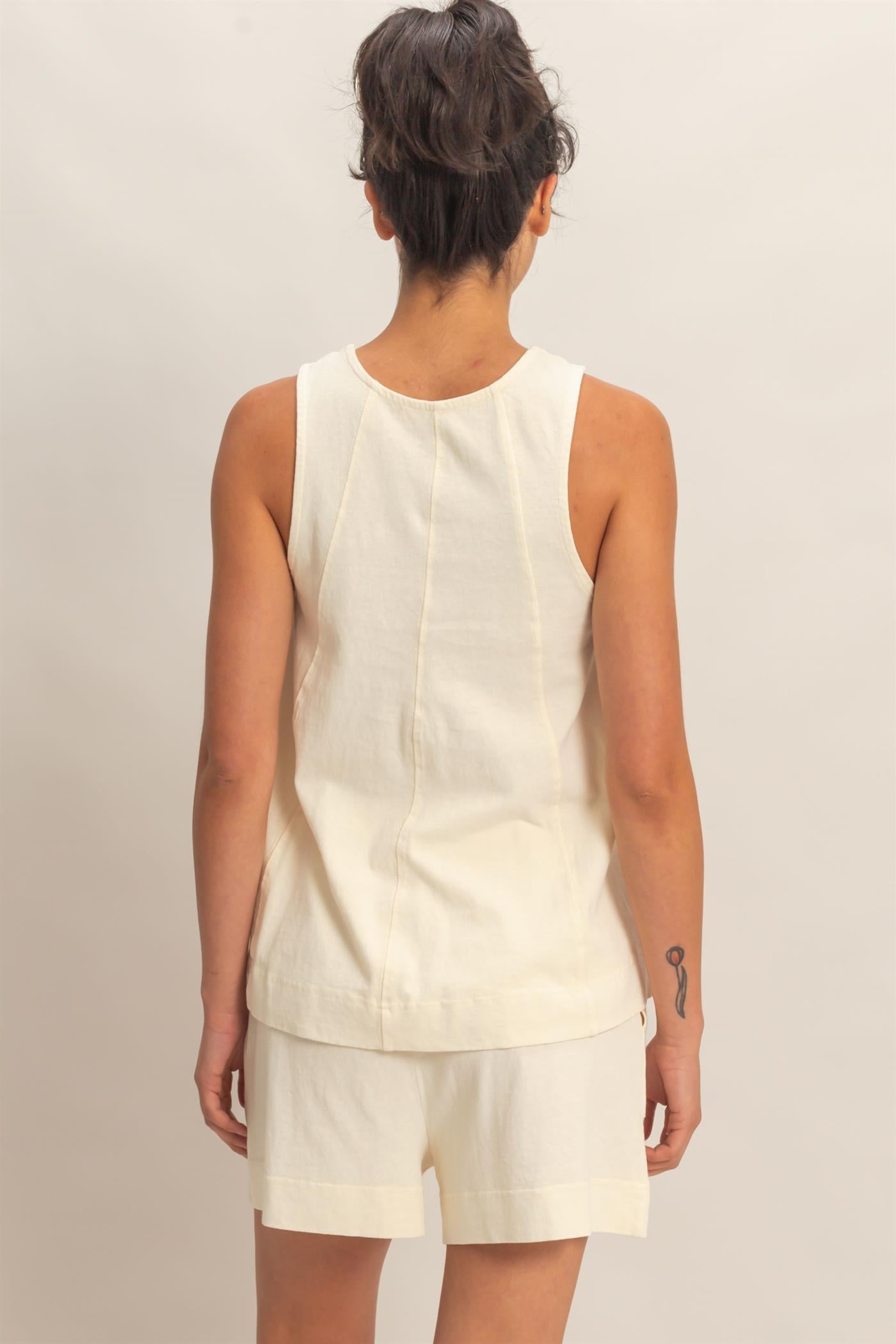 Wholesale Sleeveless Round Neck Top & Shorts Set Clothing DZ26C730-SET ALPACA DOUBLE ZERO