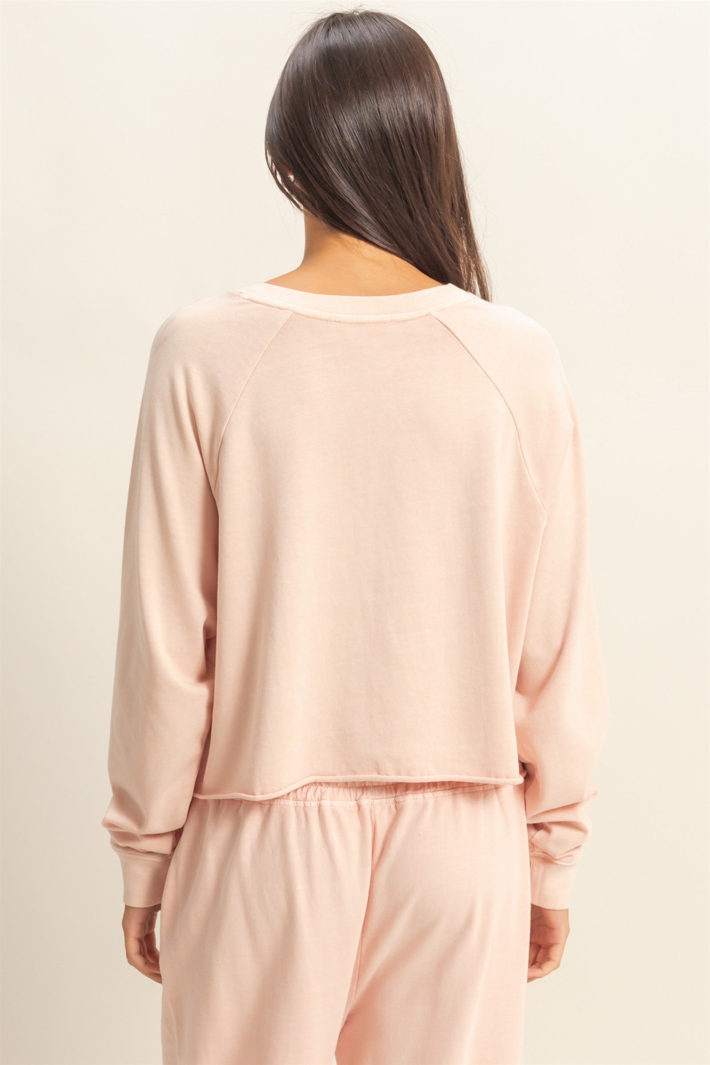 Wholesale Raglan Long Sleeve Top Clothing Tops DZ23G286 DUSTY PINK DOUBLE ZERO