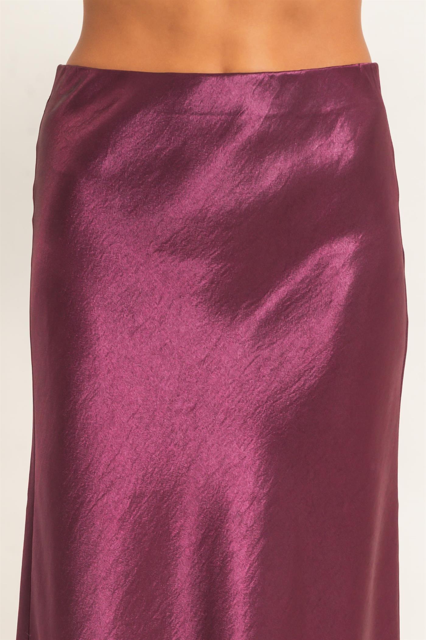 Wholesale Satin Midi Skirt Skirts DZ26C962 DARK CHERRY DOUBLE ZERO